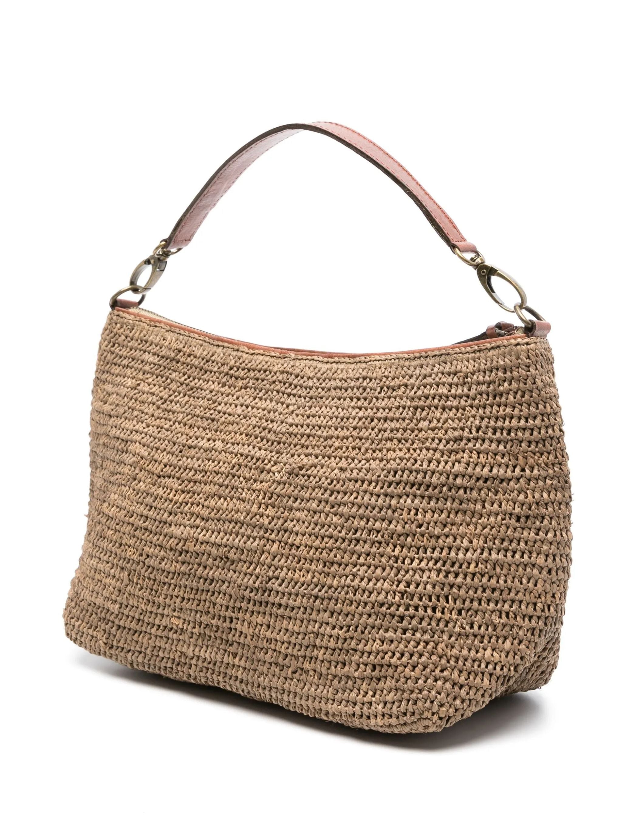 Borsa con tracolla in rafia Mihaja Dark Tea