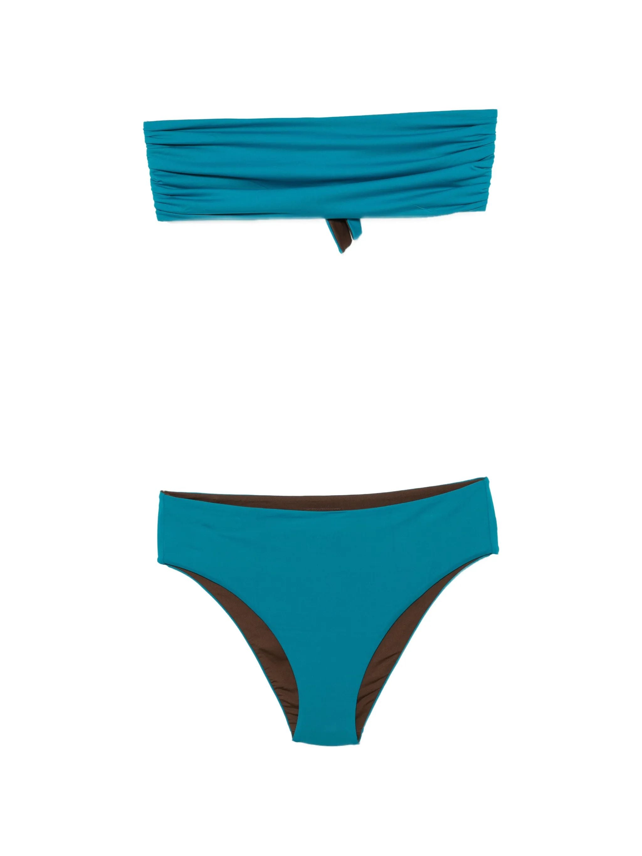 Bikini bicolore a fascia Laguna/Caffé