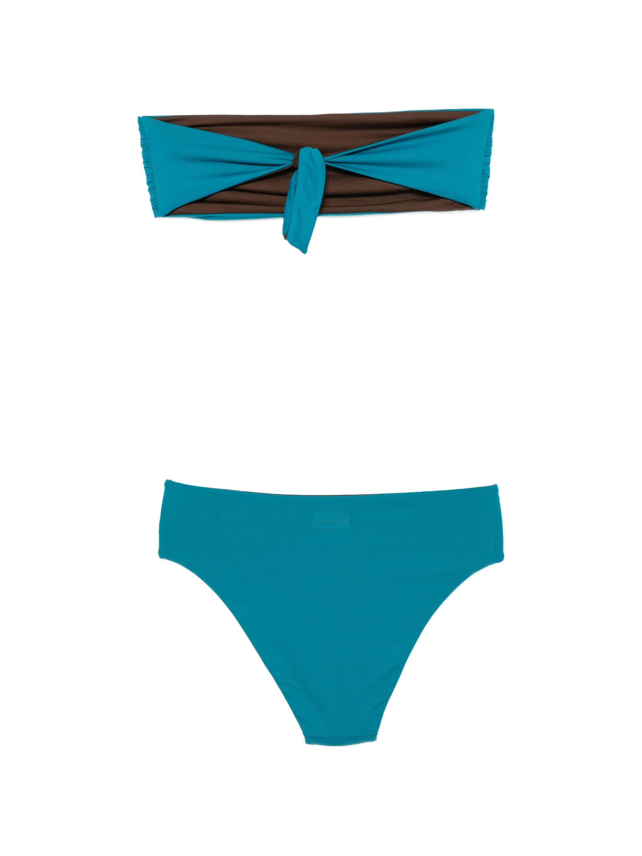 Bikini bicolore a fascia Laguna/Caffé