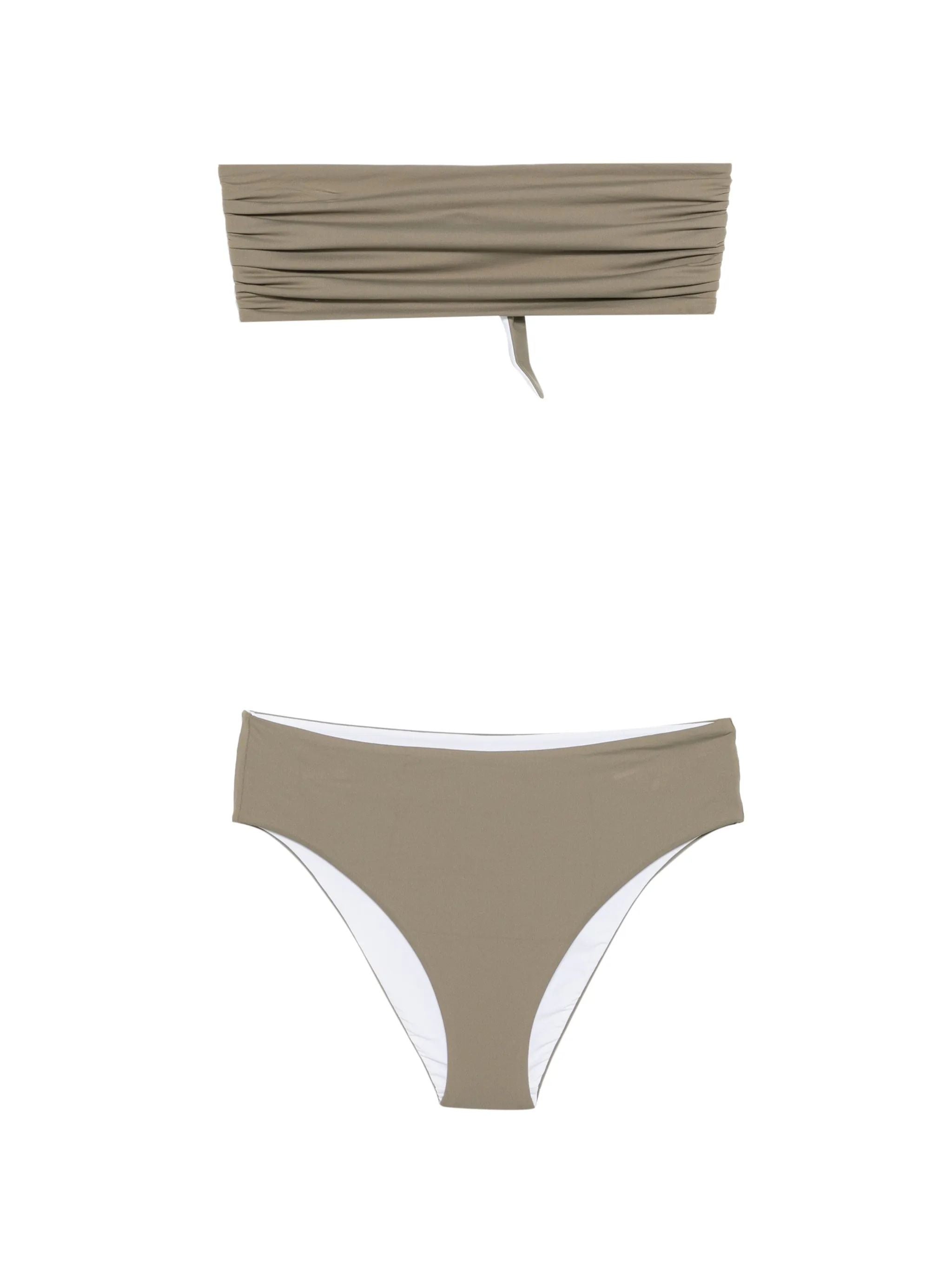 Bikini a fascia bicolore color sabbia/bianco