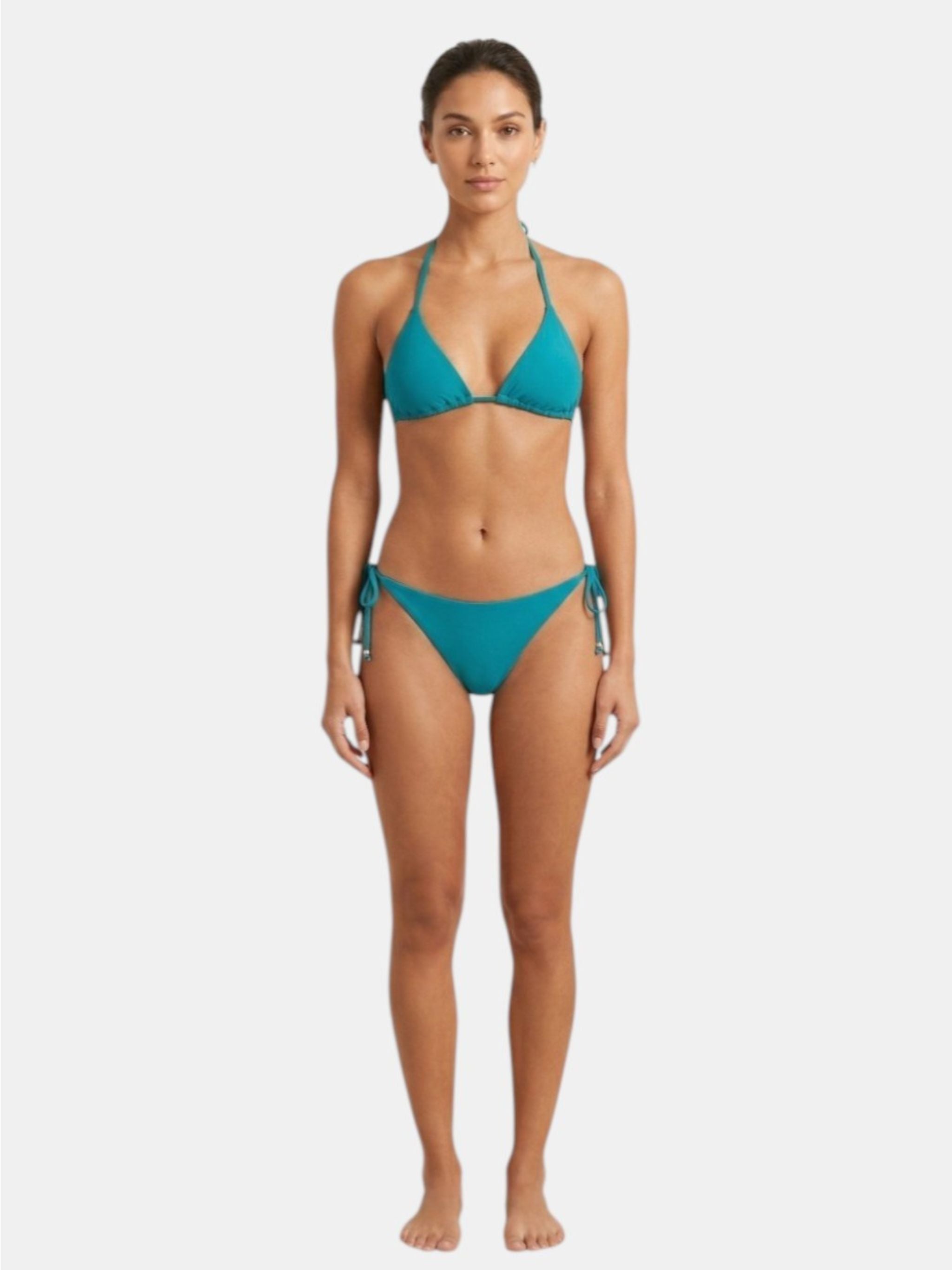 Bikini a triangolo bicolore Laguna/Caffé