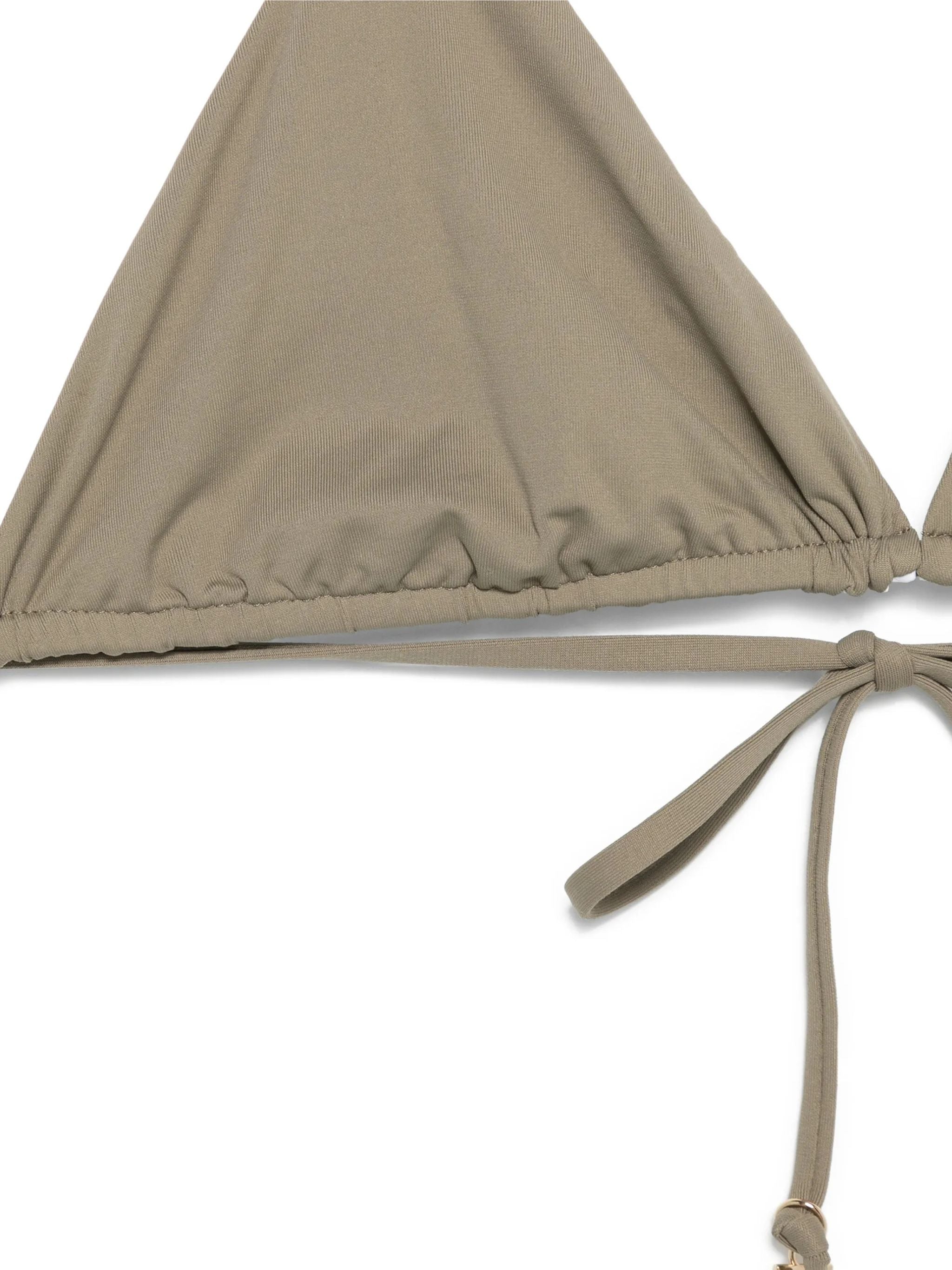 Bikini a triangolo bicolore reversibile sabbia/bianco