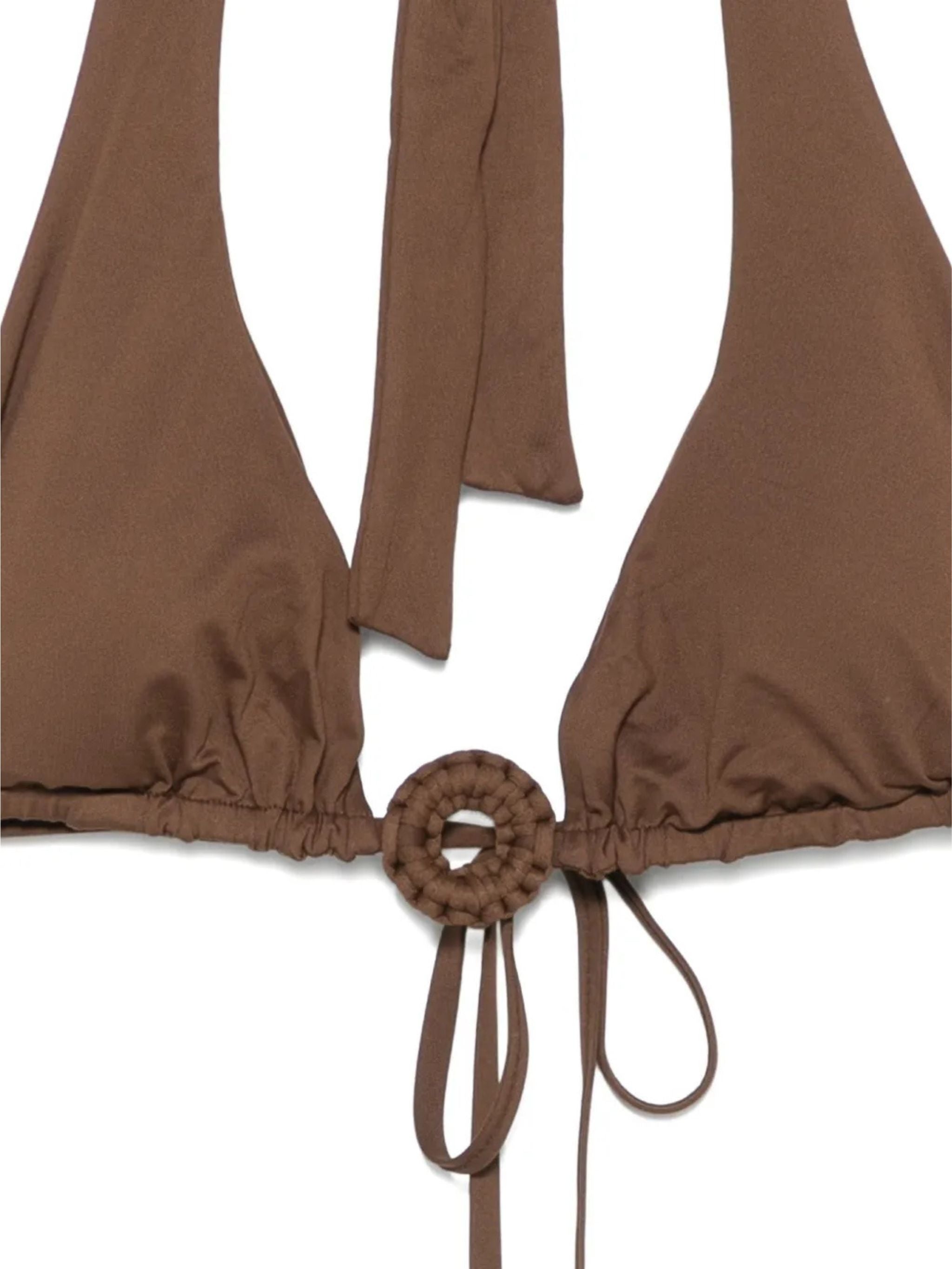 Bikini a triangolo con dettaglio anello Caffé