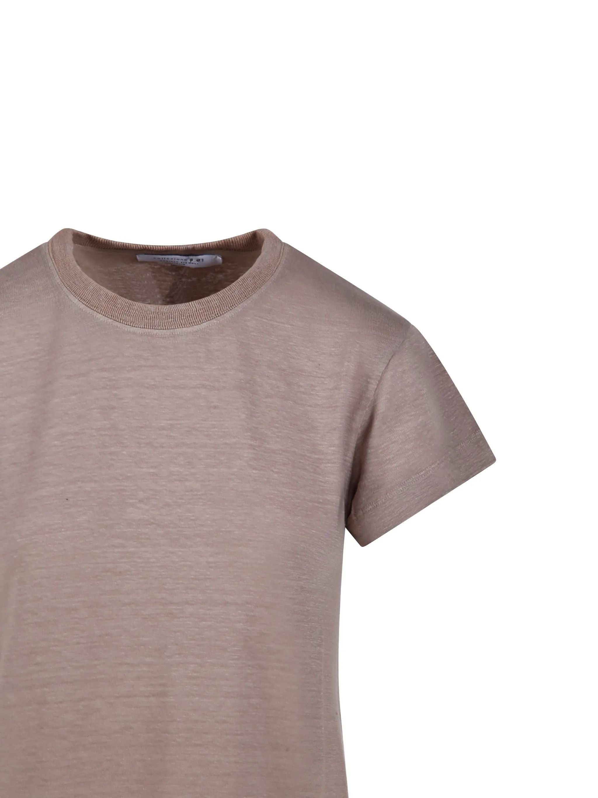 T SHIRT GIROCOLLO MM IN LINO