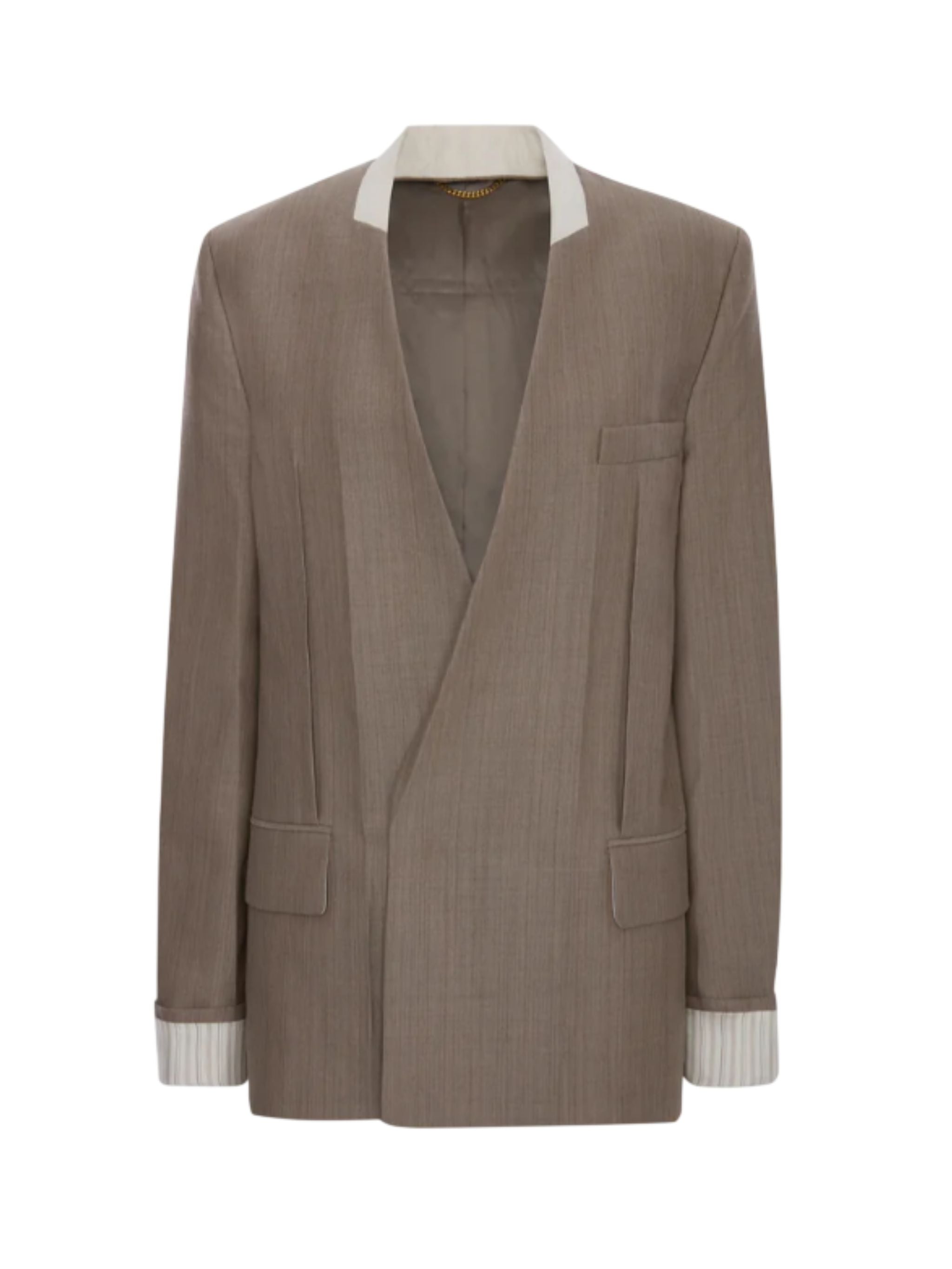 Collarless Jacket In Limestone