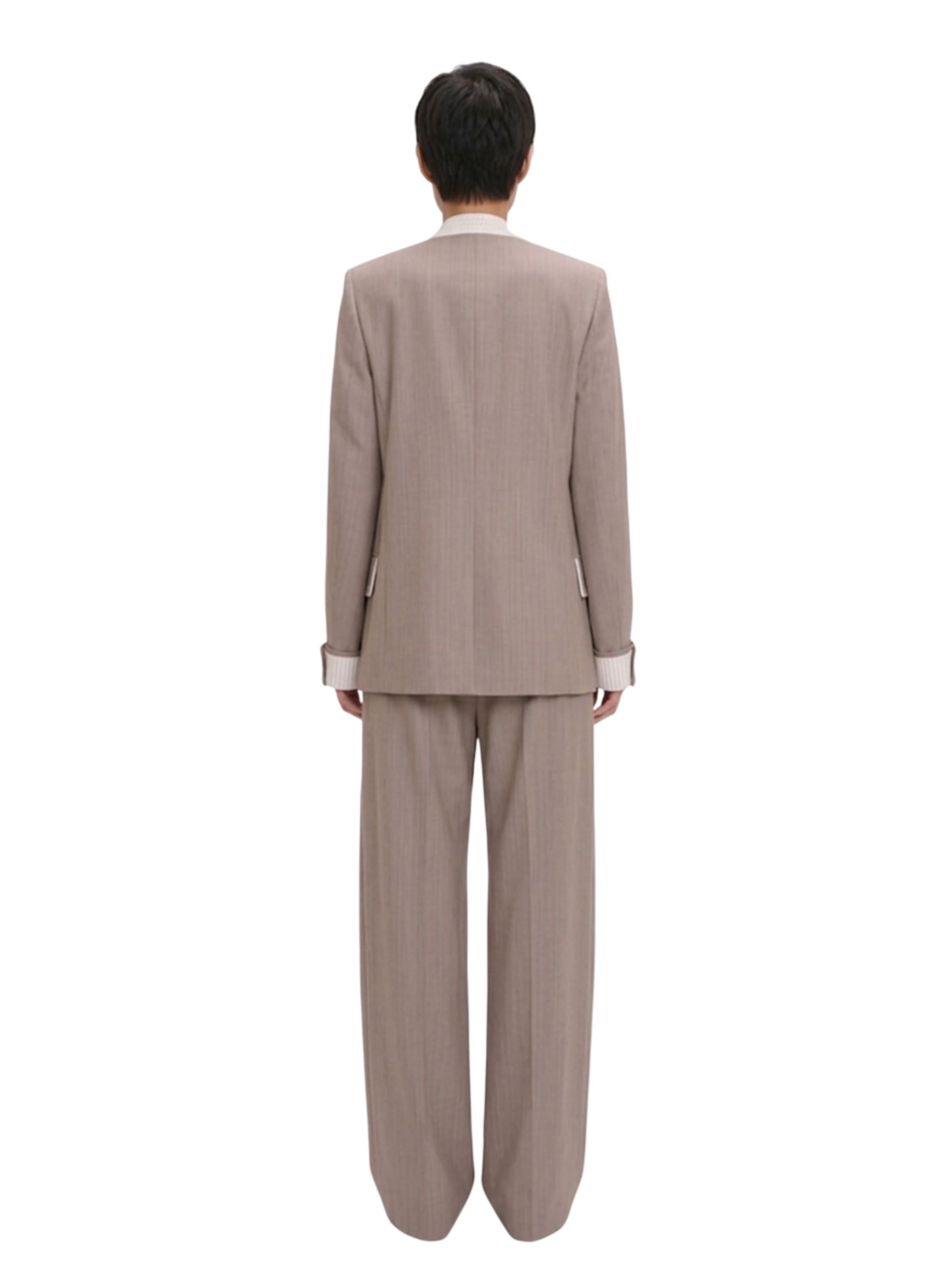 Collarless Jacket In Limestone