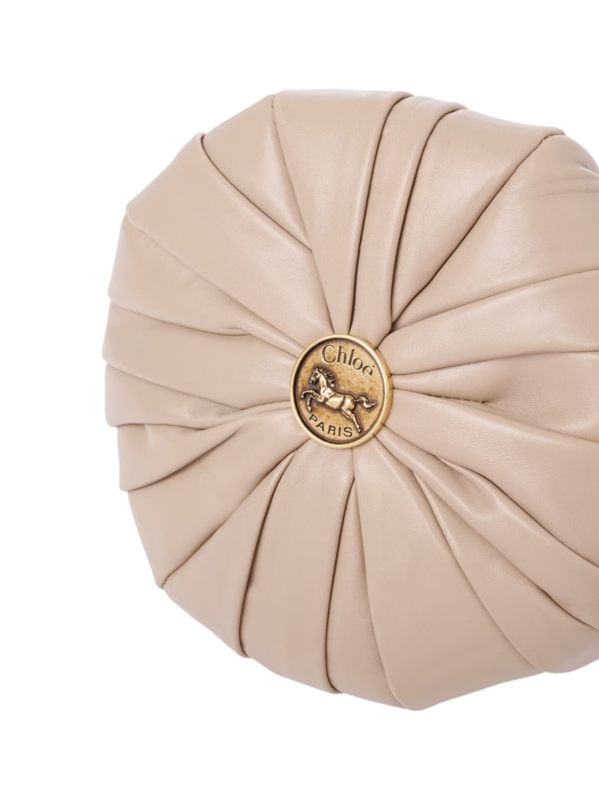 Borsa a spalla Chloé Plissé con catena in pelle plissettata Wood Smoke