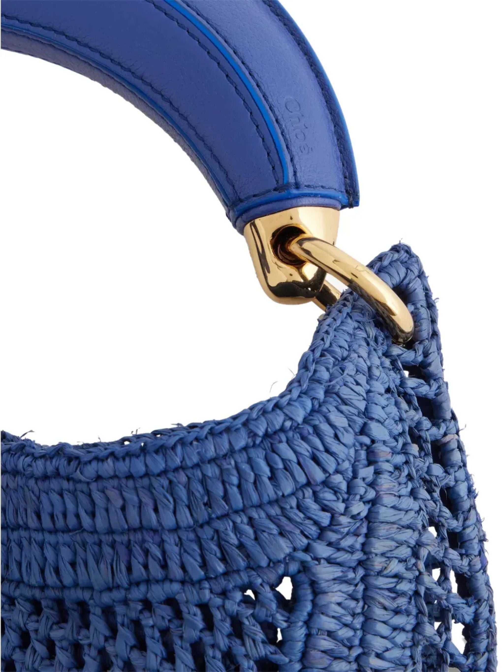 Borsa Hobo Summer Banana in rafia - Evening blue