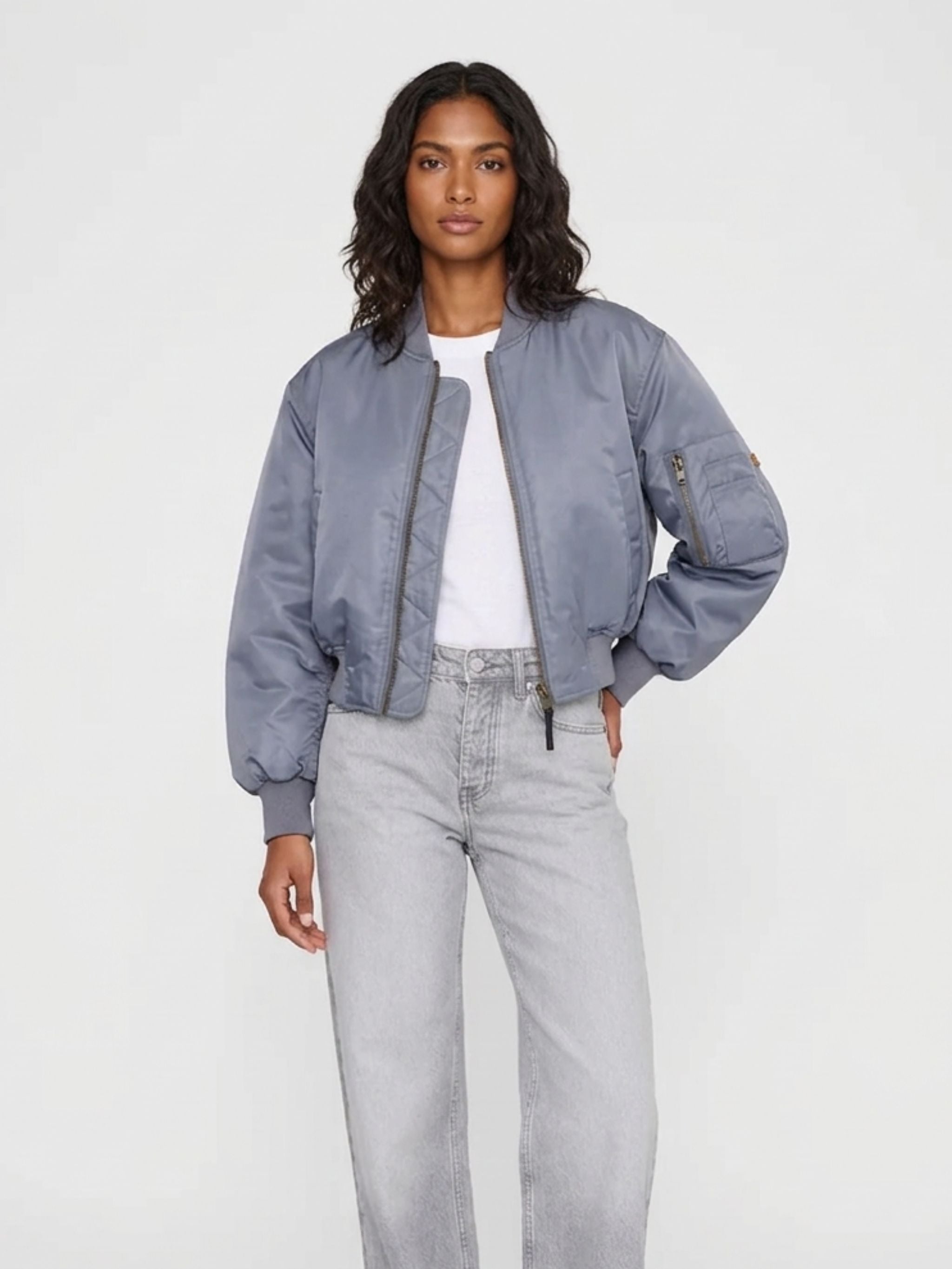 Cropped Leon Bomber dark grey