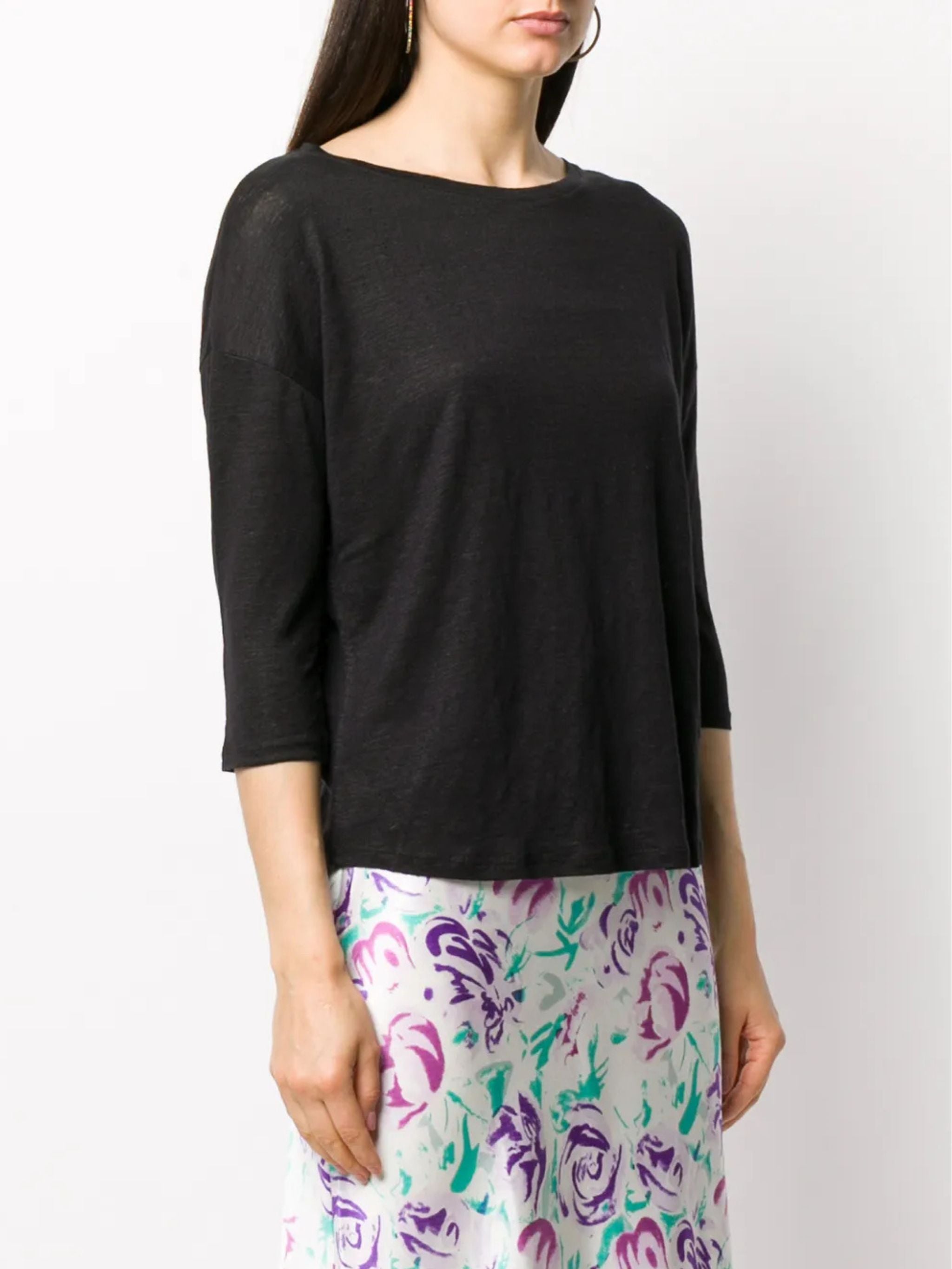 T-shirt con scollo a barca Noir