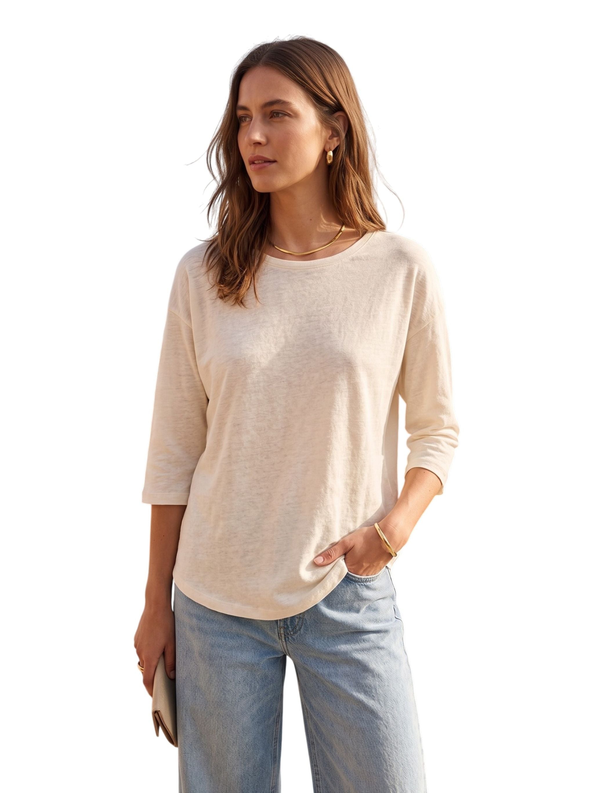 T-shirt con scollo a barca Cream