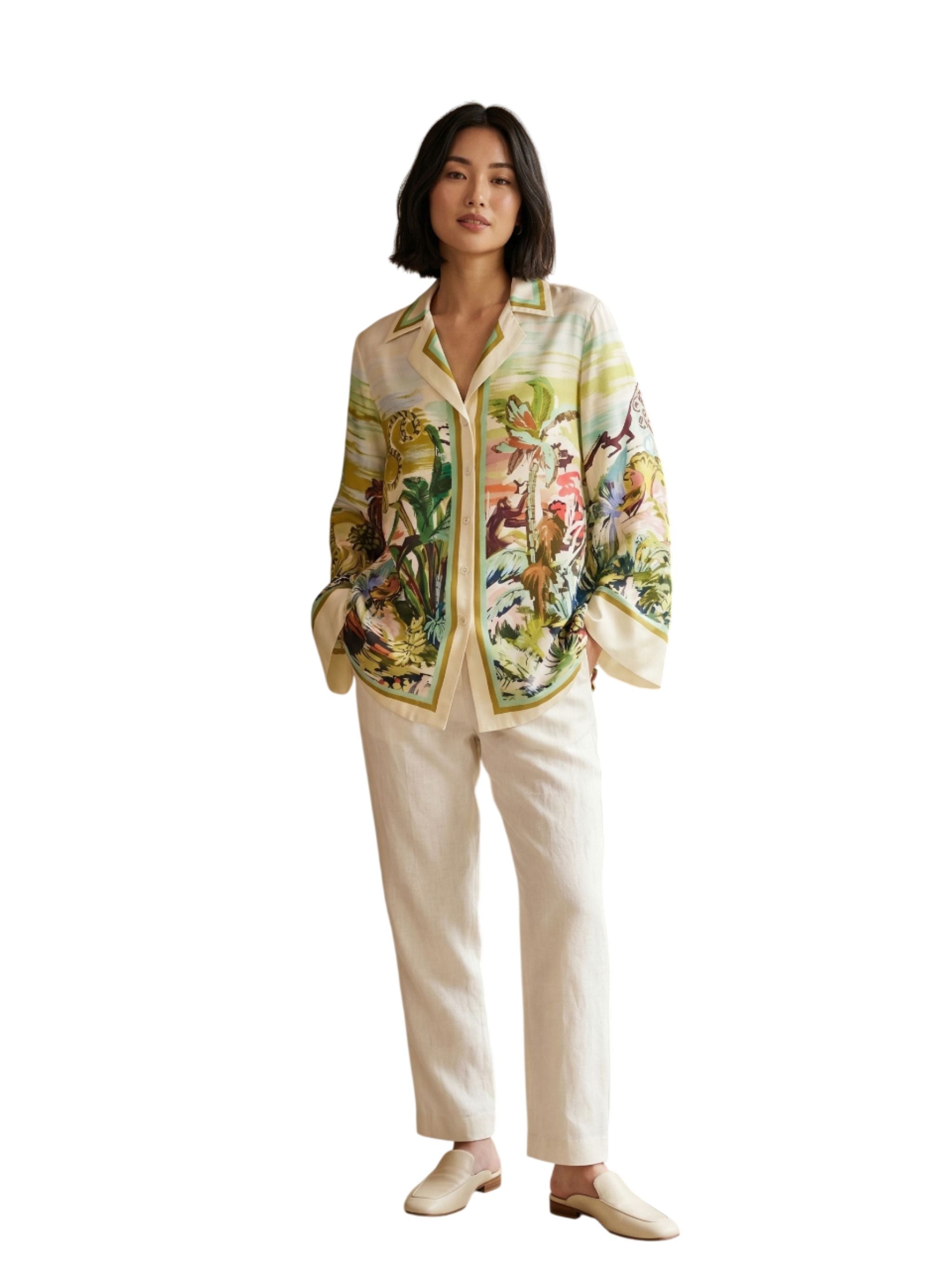 Jungle print silk shirt