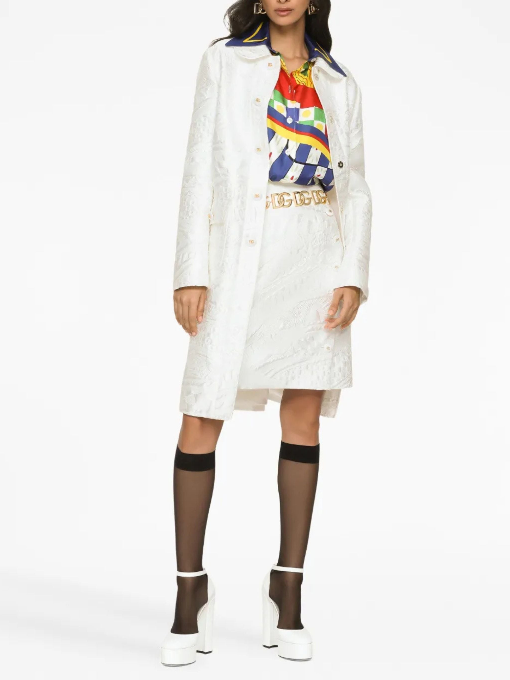 Cappotto motivo Floreale bianco