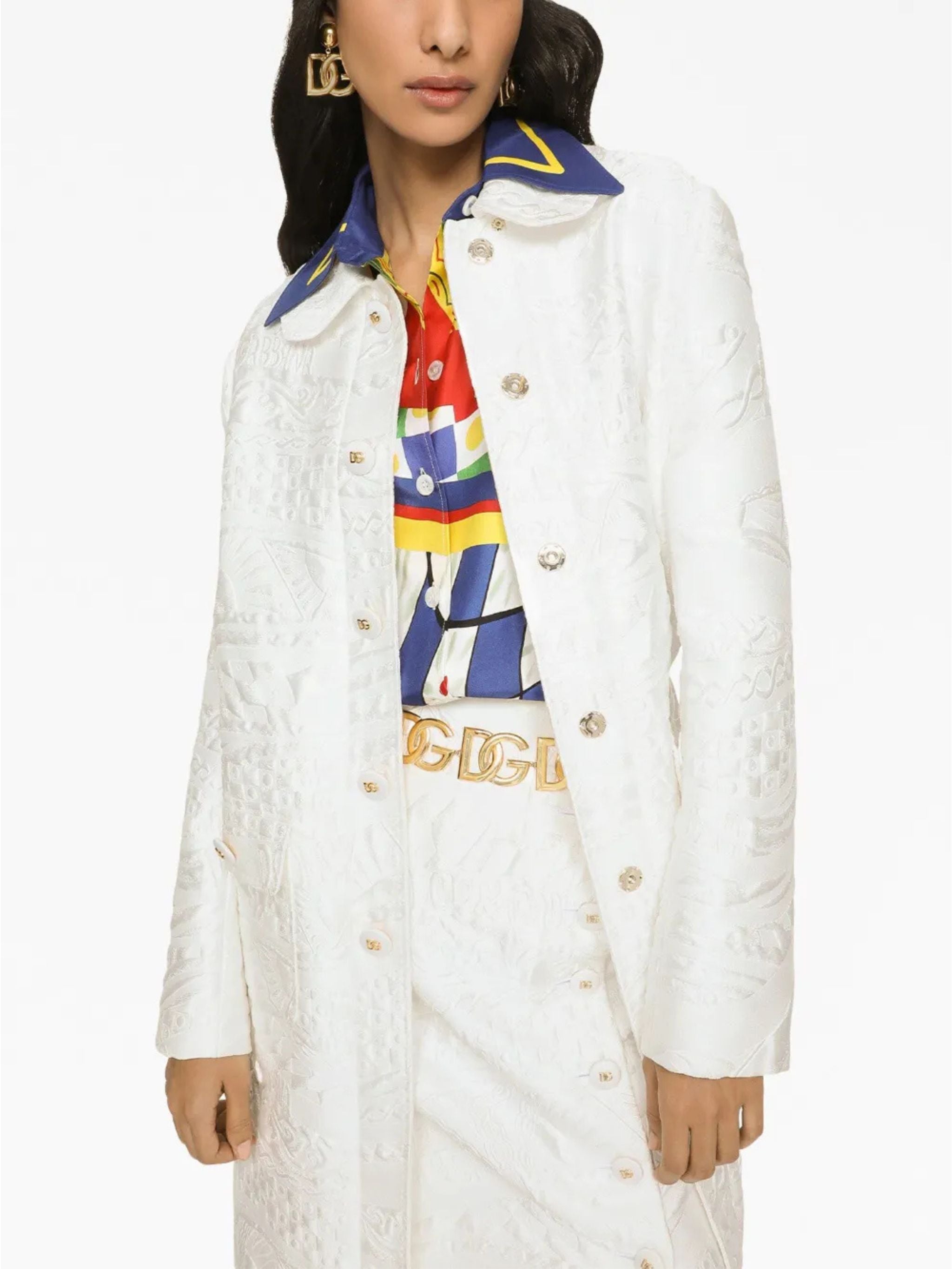 Cappotto motivo Floreale bianco