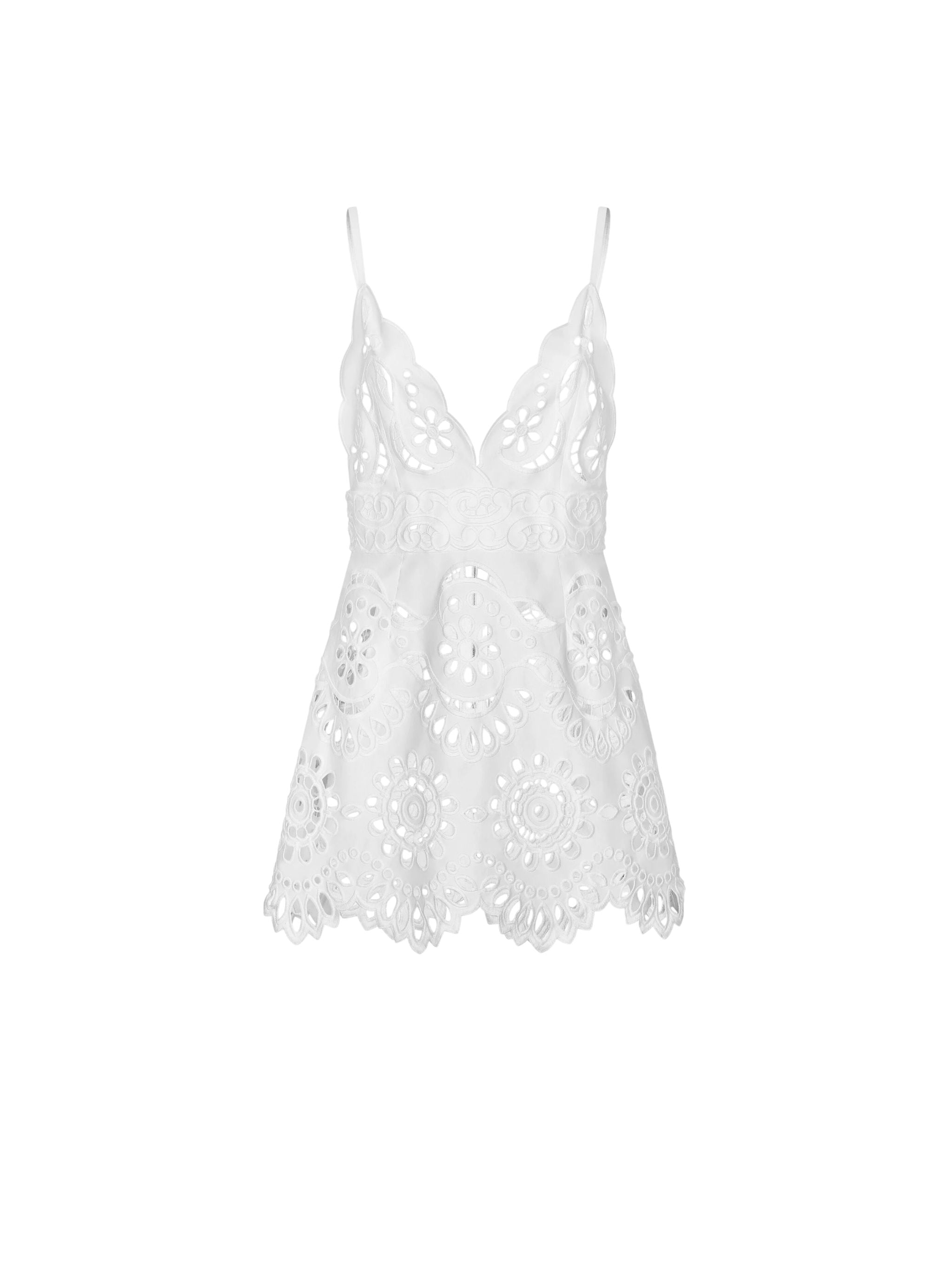 Minidress in popeline di cotone con spalline e dettagli cut-out
