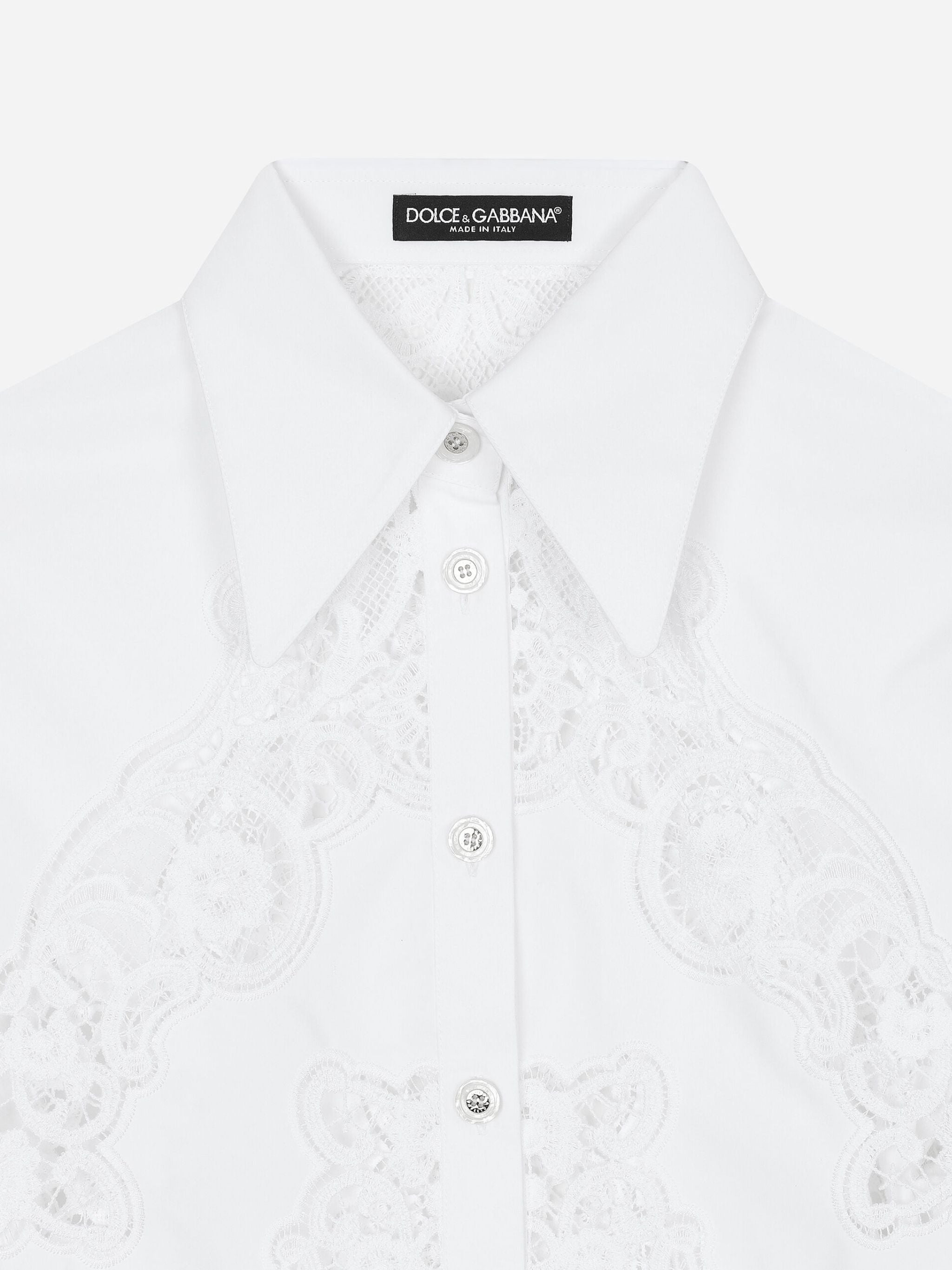 Camicia in cotone con ricamo intaglio floreale