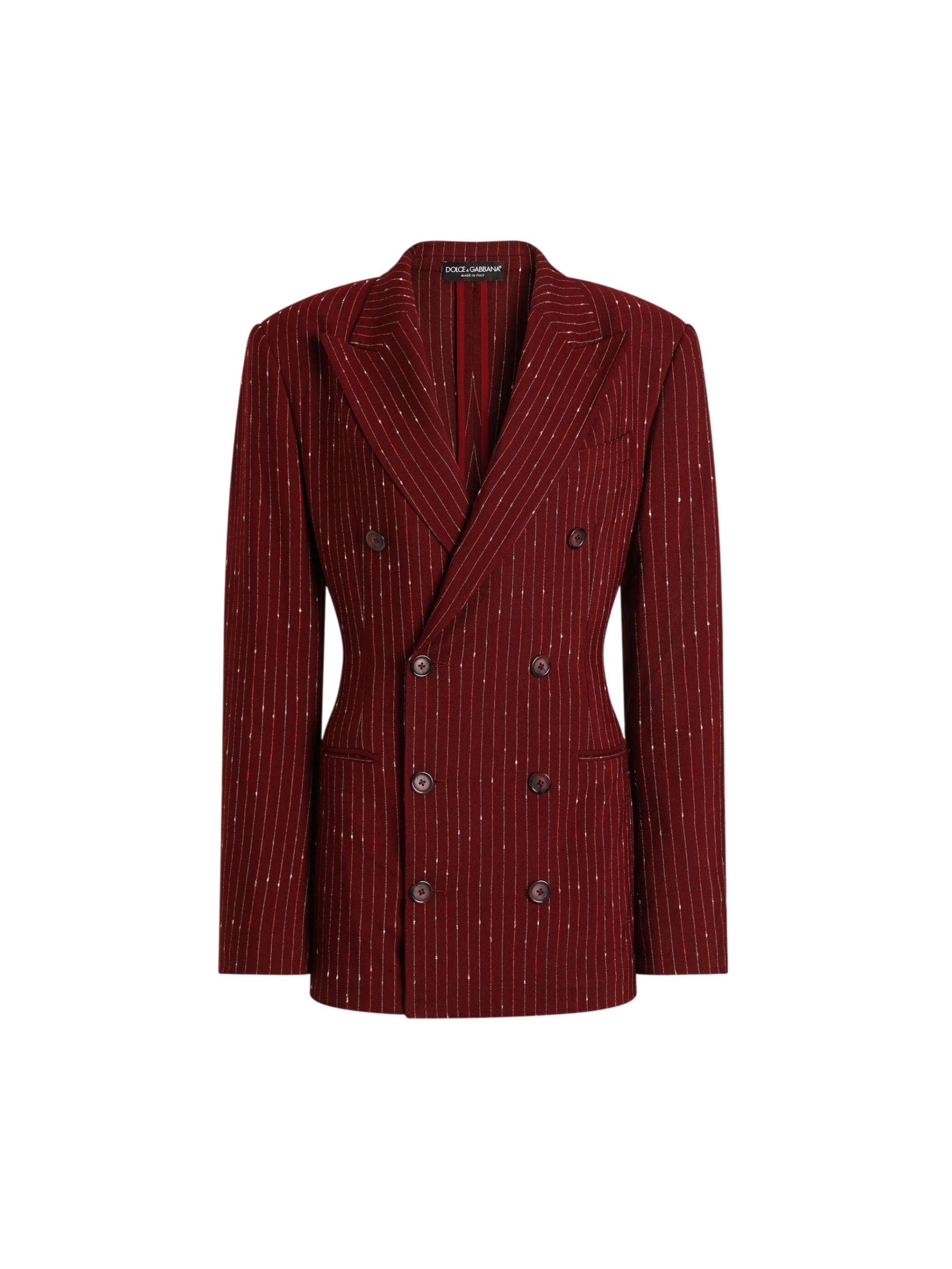 Double-breasted pinstriped taormina jacket