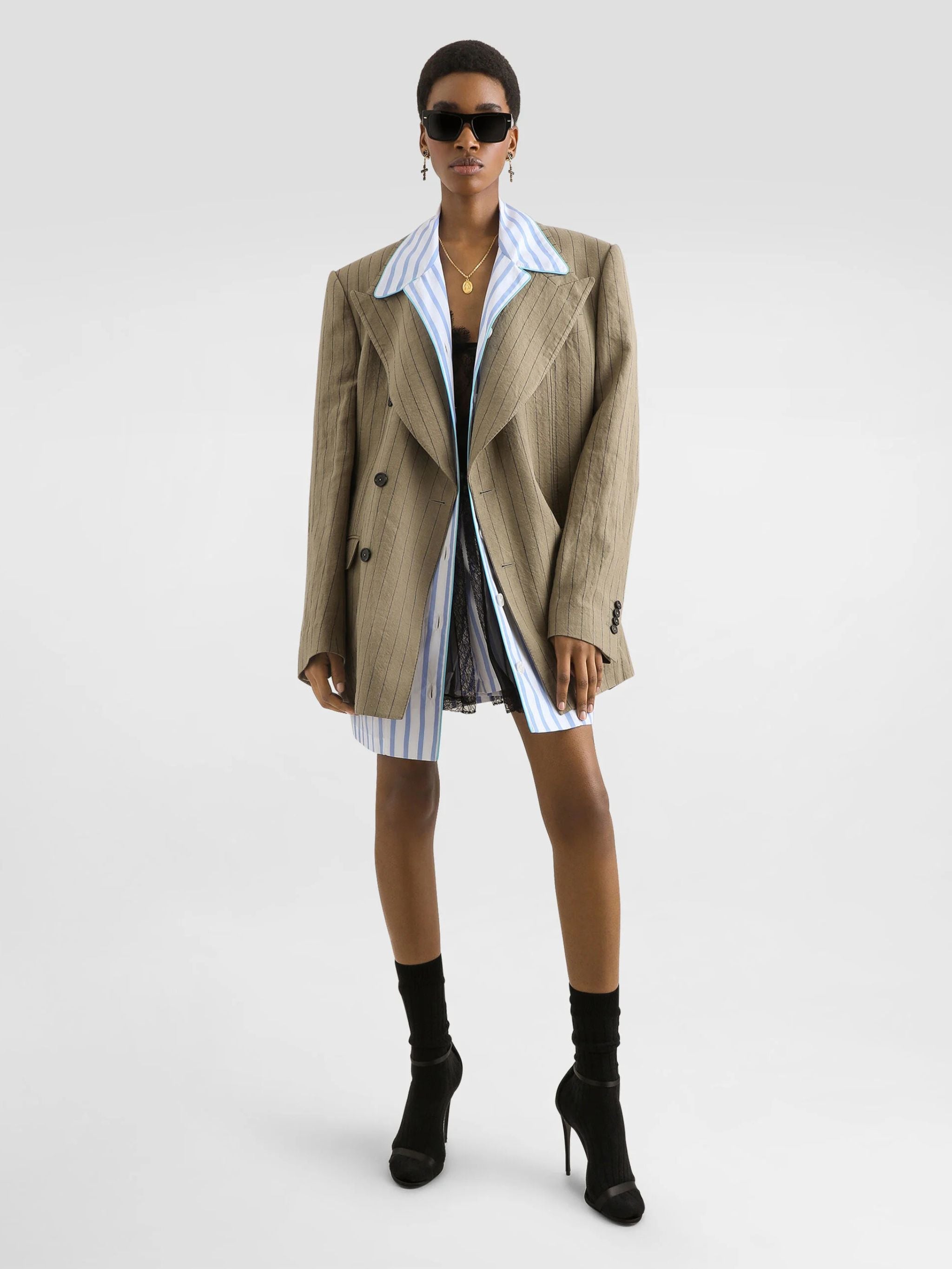 Striped poplin shirt