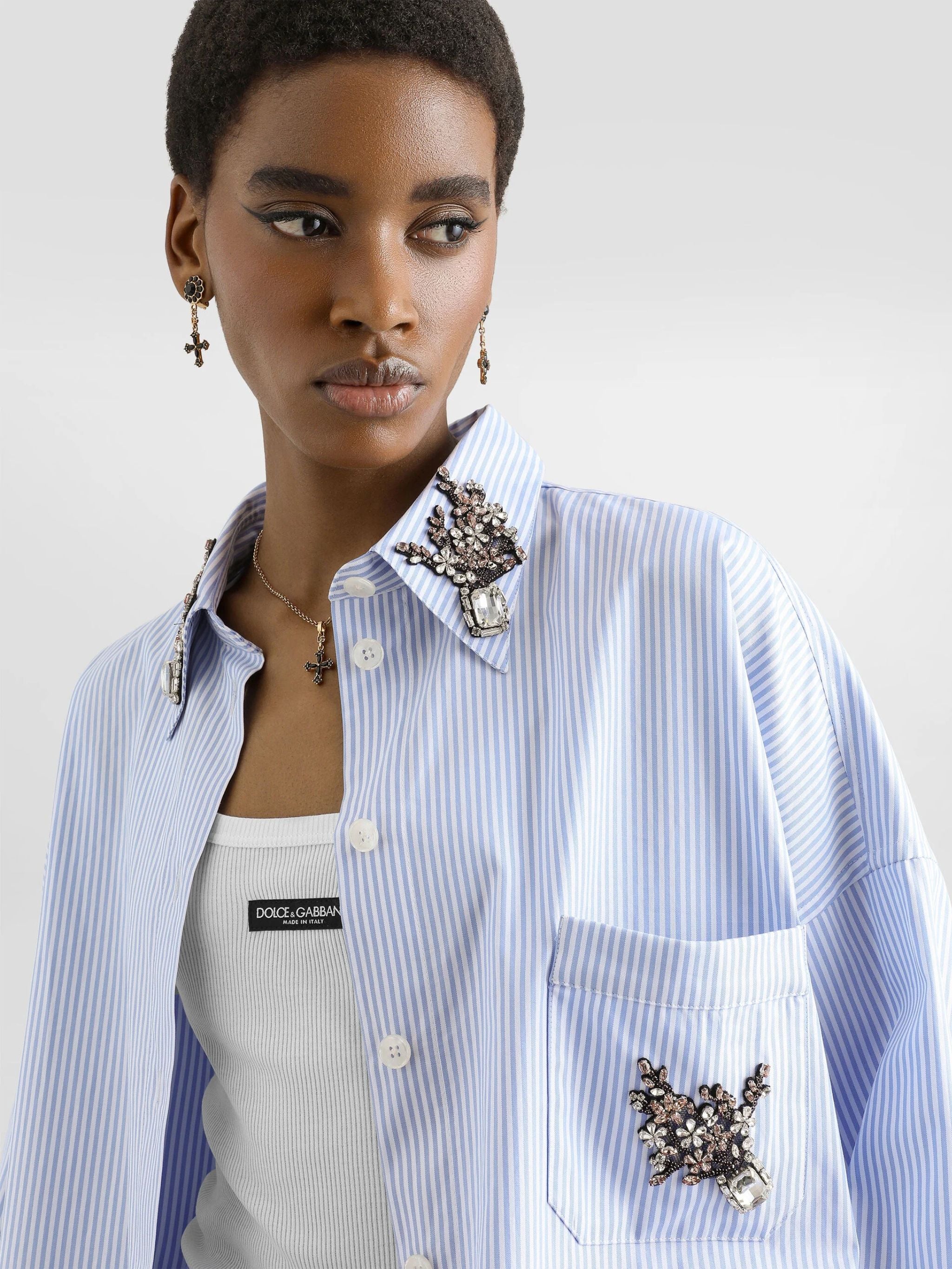 Striped poplin shirt