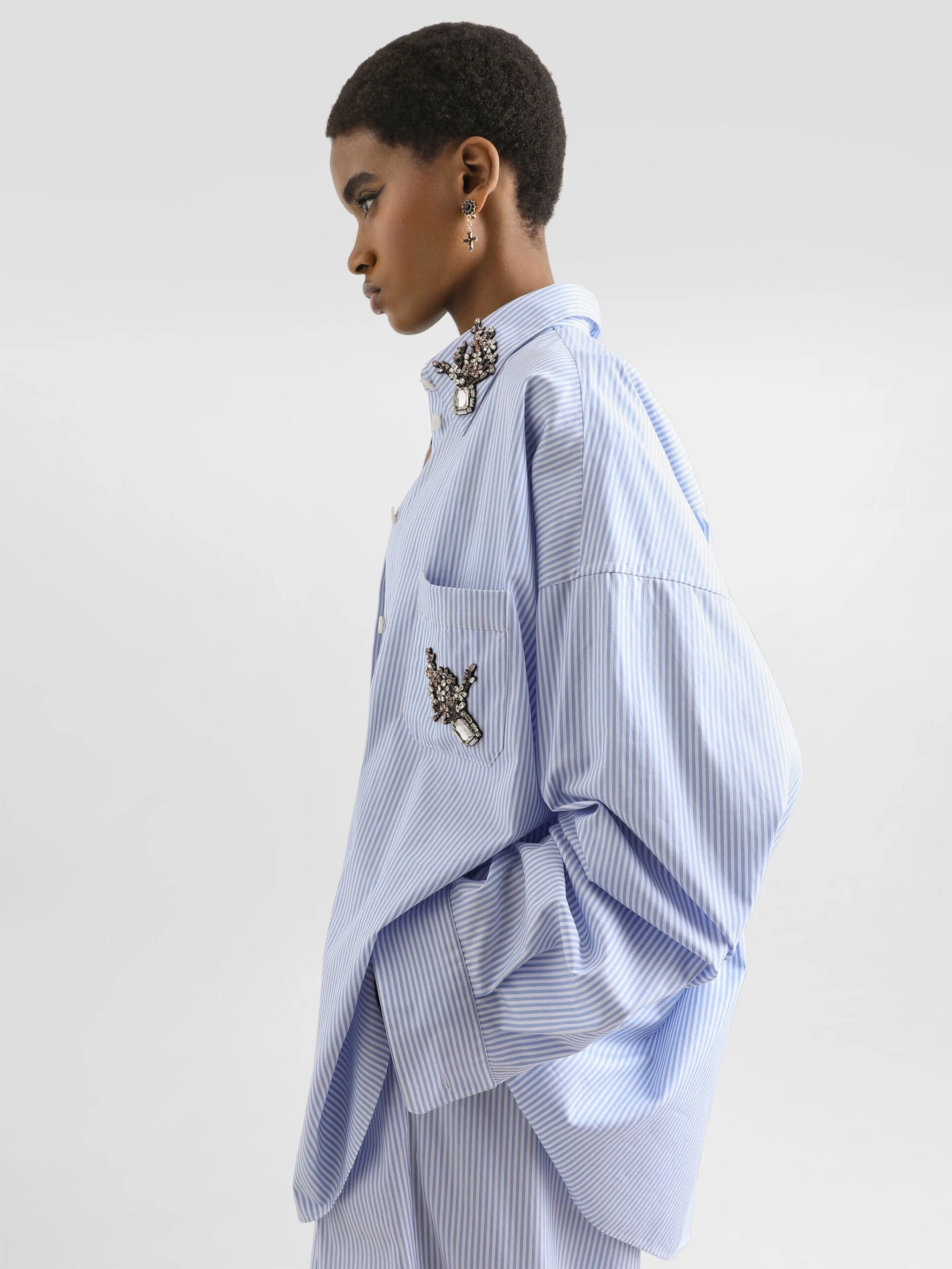 Striped poplin shirt