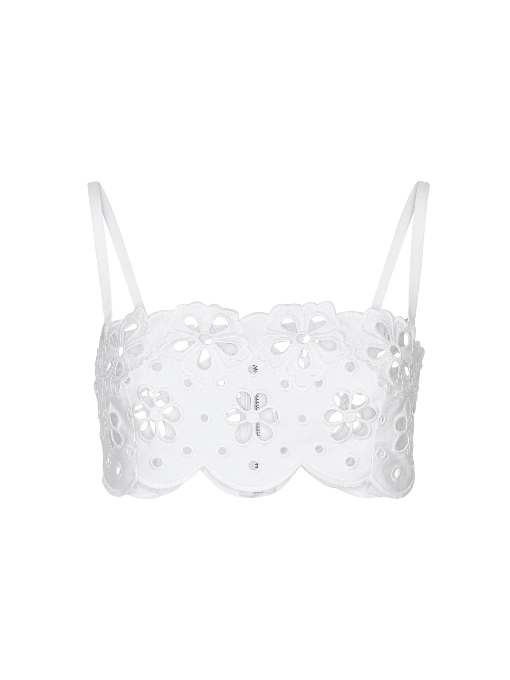 Top in cotone con ricamo cut out