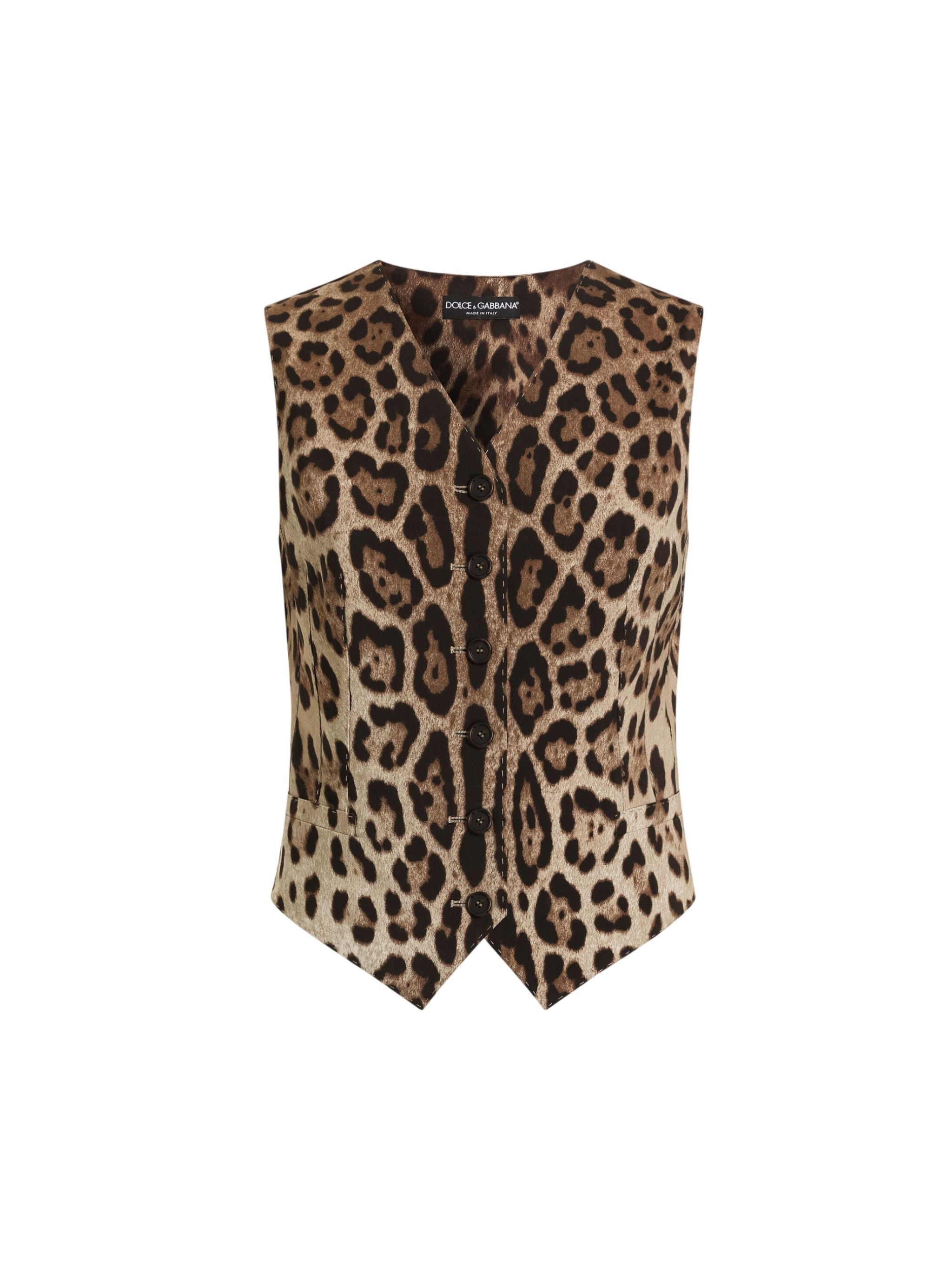 Gilet in lana stampa leo