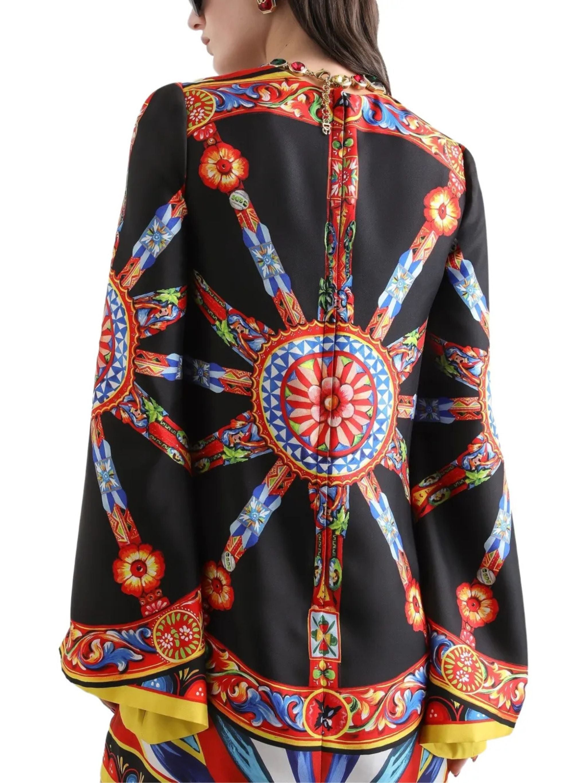 Abito in twill con stampa Carretto