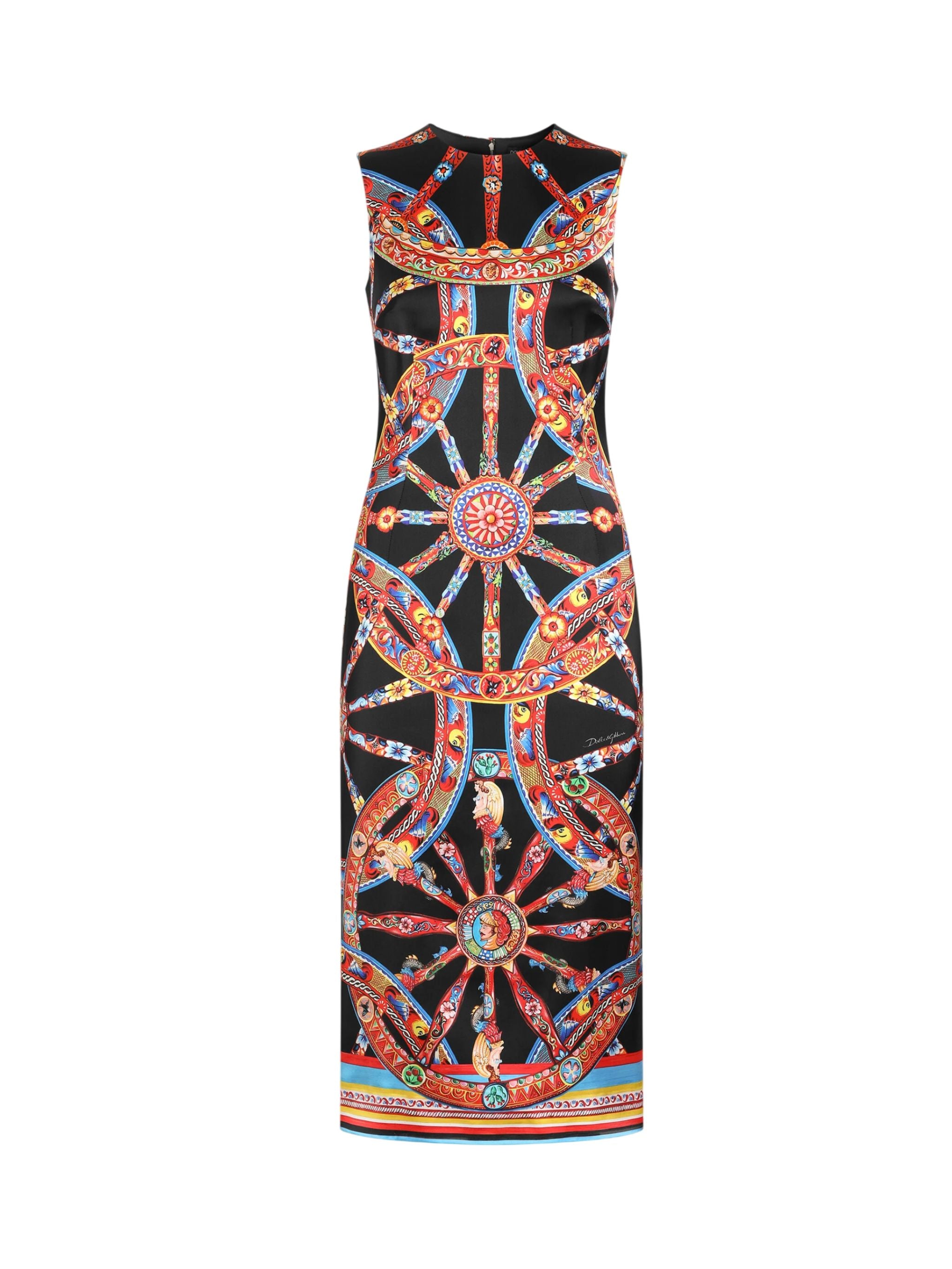 Carretto-print satin dress
