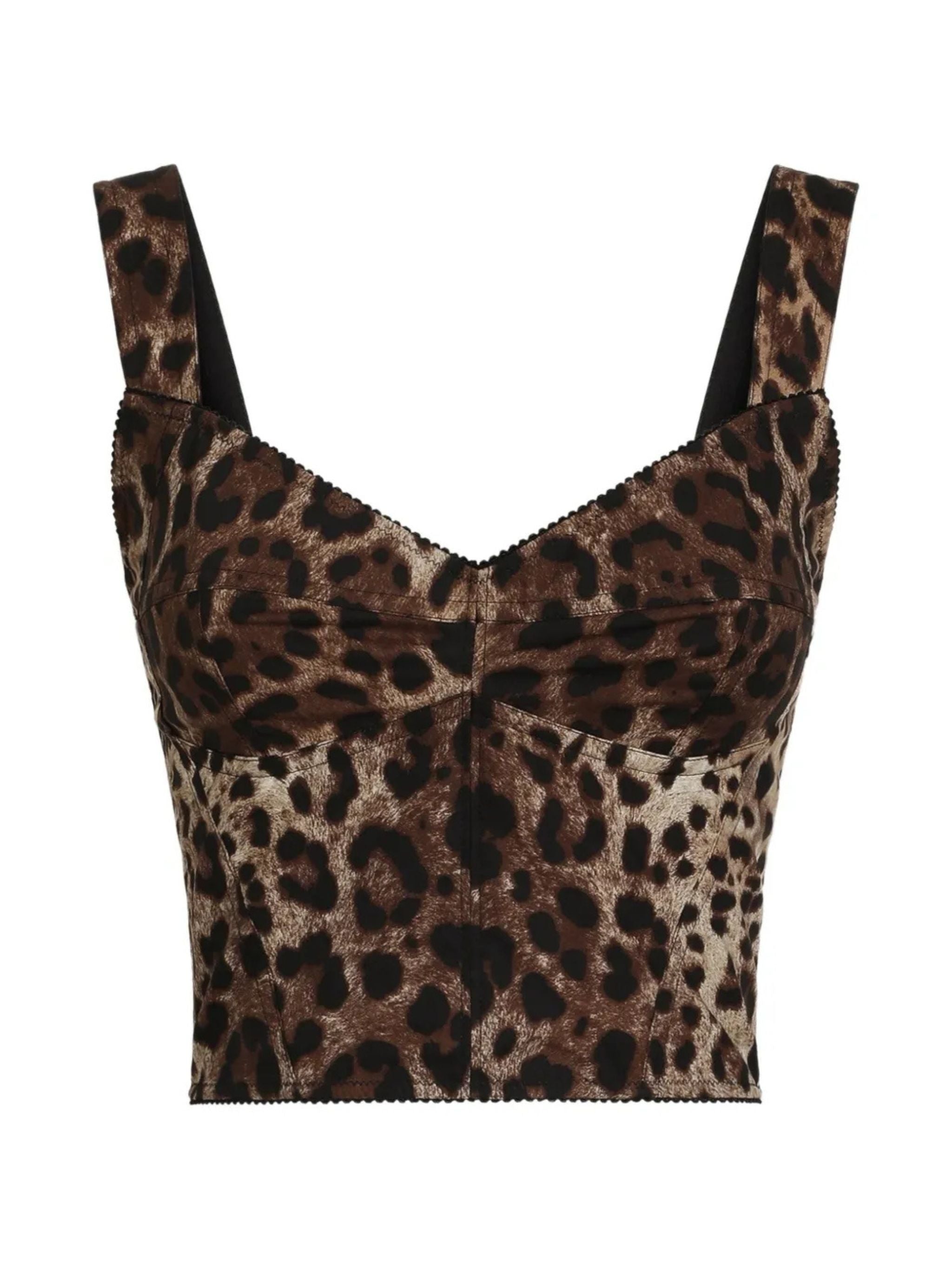 Top in popeline con stampa Leopardata