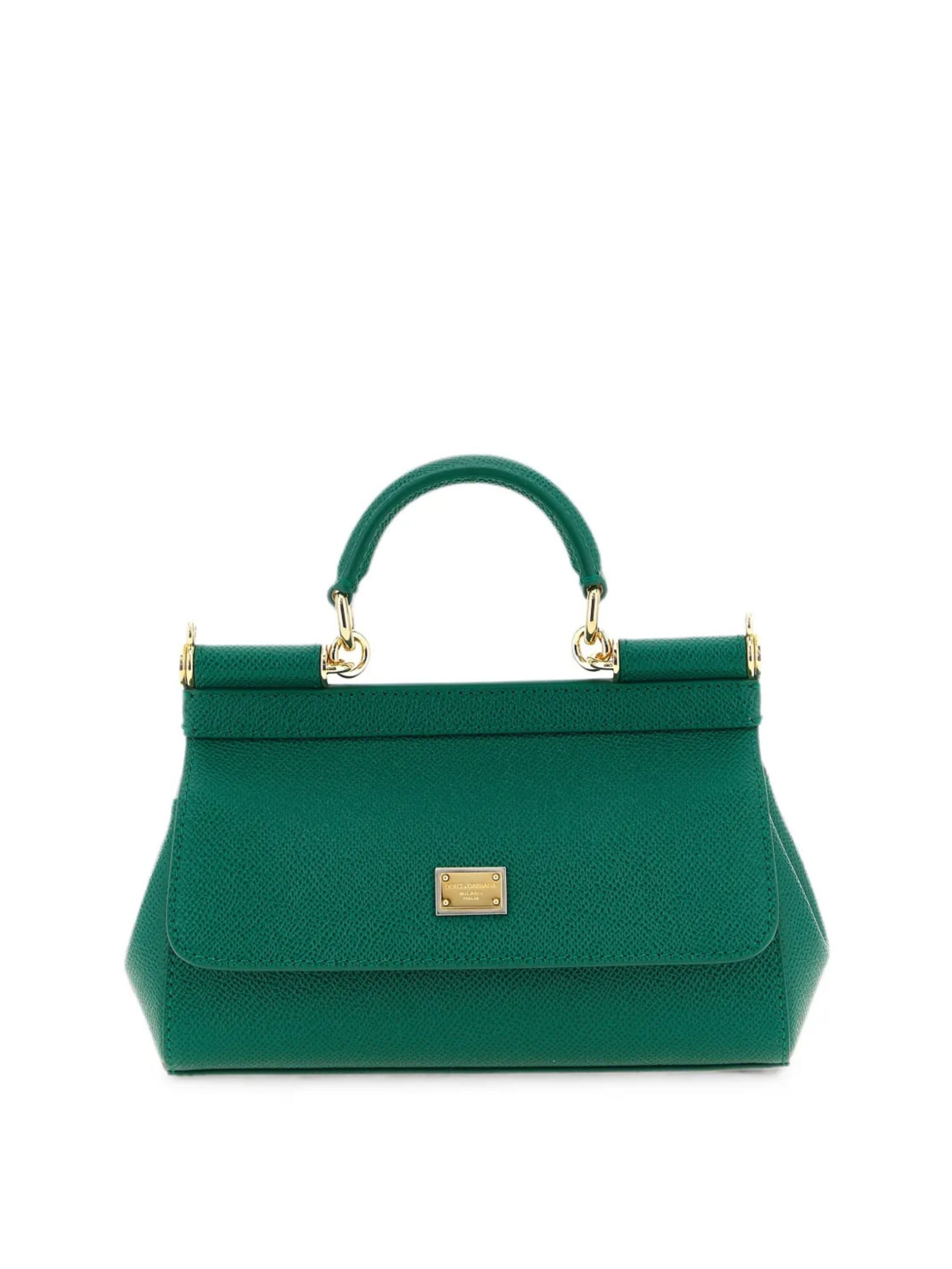 Borsa a mano Sicily mini in pelle di vitello dauphine Smeraldo