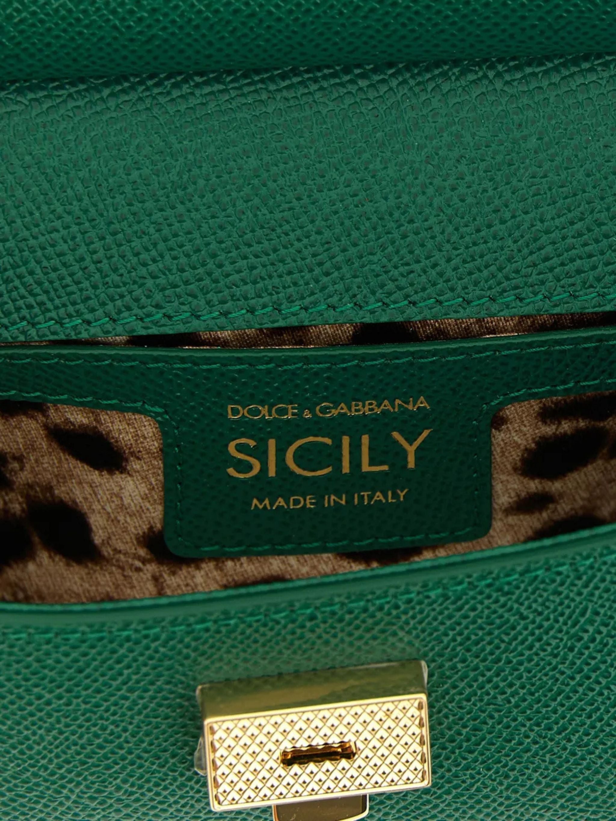 Borsa a mano Sicily mini in pelle di vitello dauphine Smeraldo