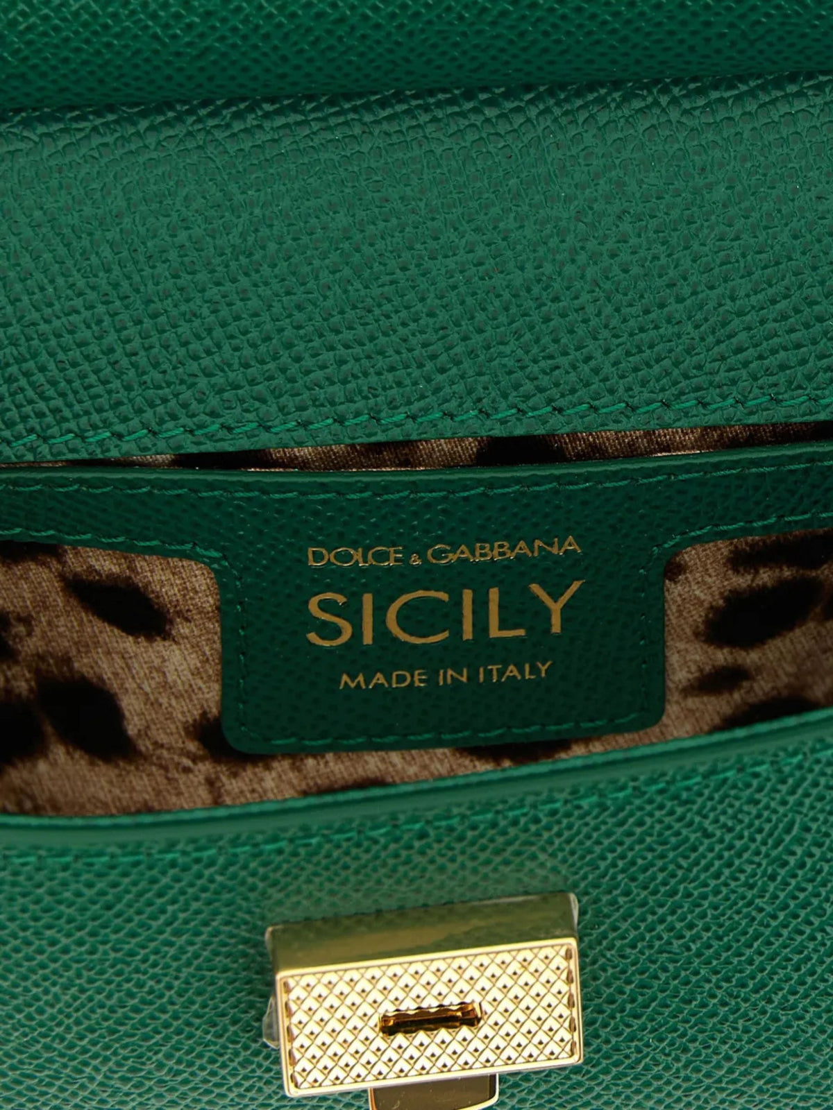 Borsa a mano Sicily mini in pelle di vitello dauphine Smeraldo