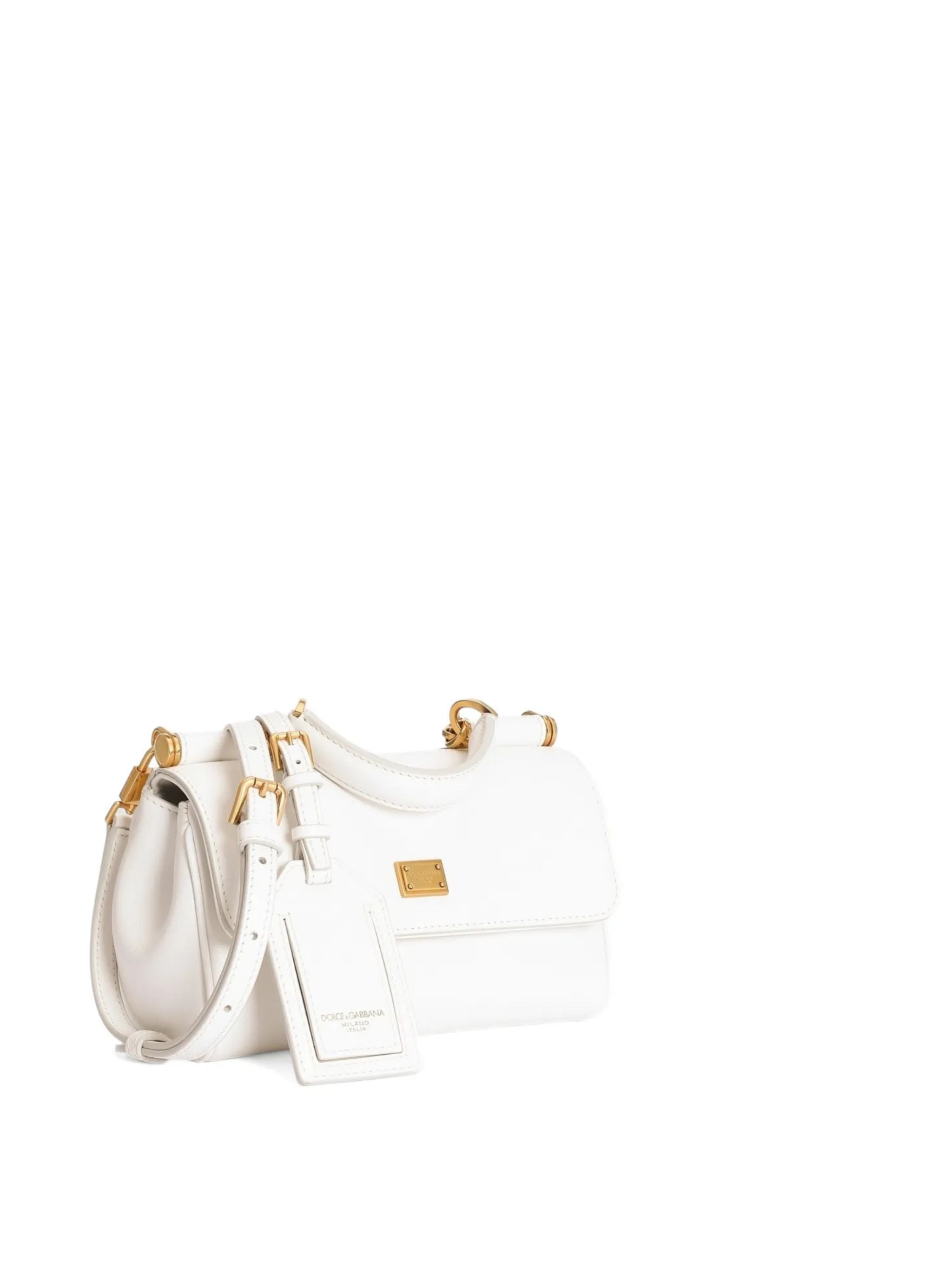 Borsa a mano My Sicily mini in pelle di vitello Bianco Naturale