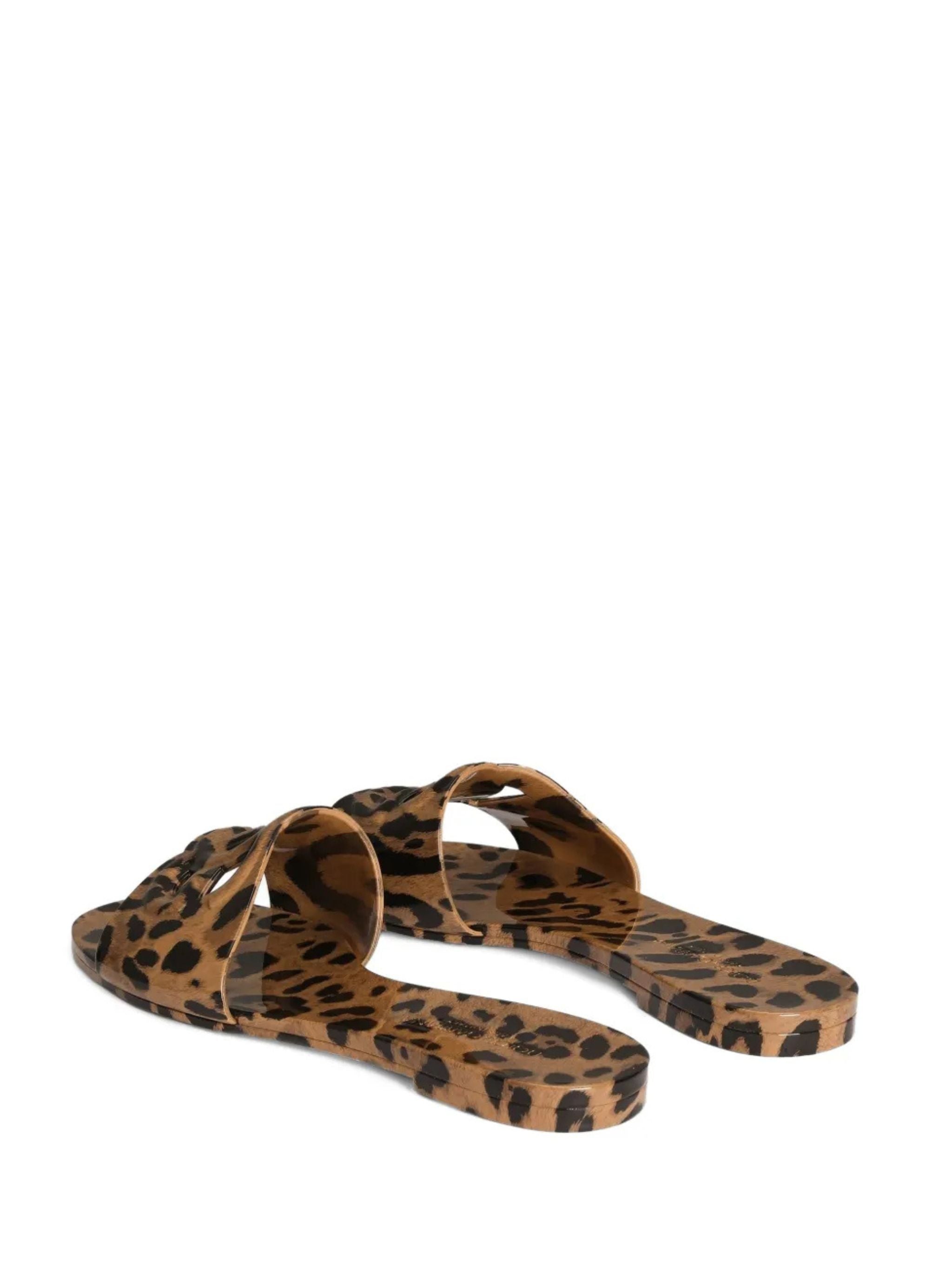 Slide beachwear in gomma stampa leo