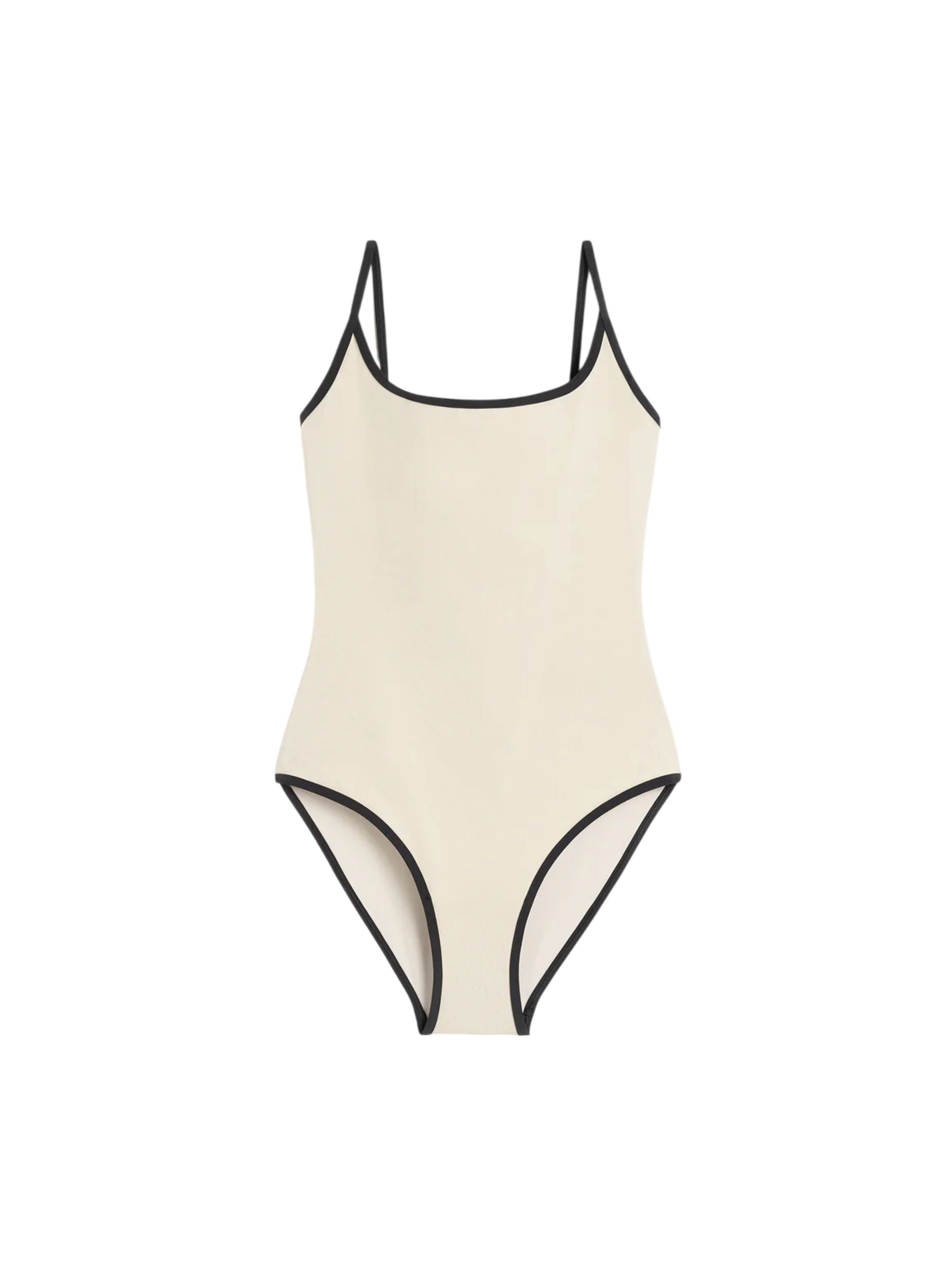 Costume da bagno con bordo a righe color fieno chiaro