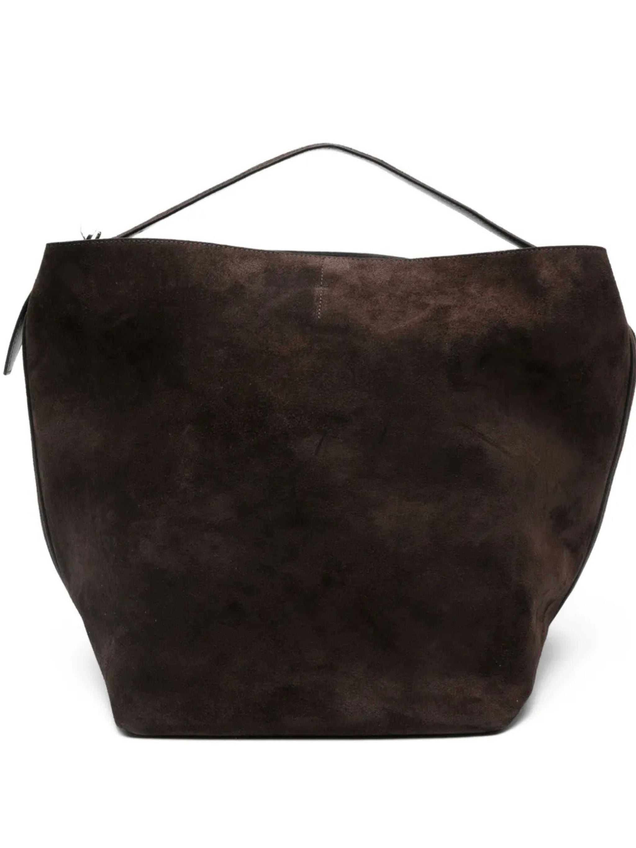 Belted suede tote brown