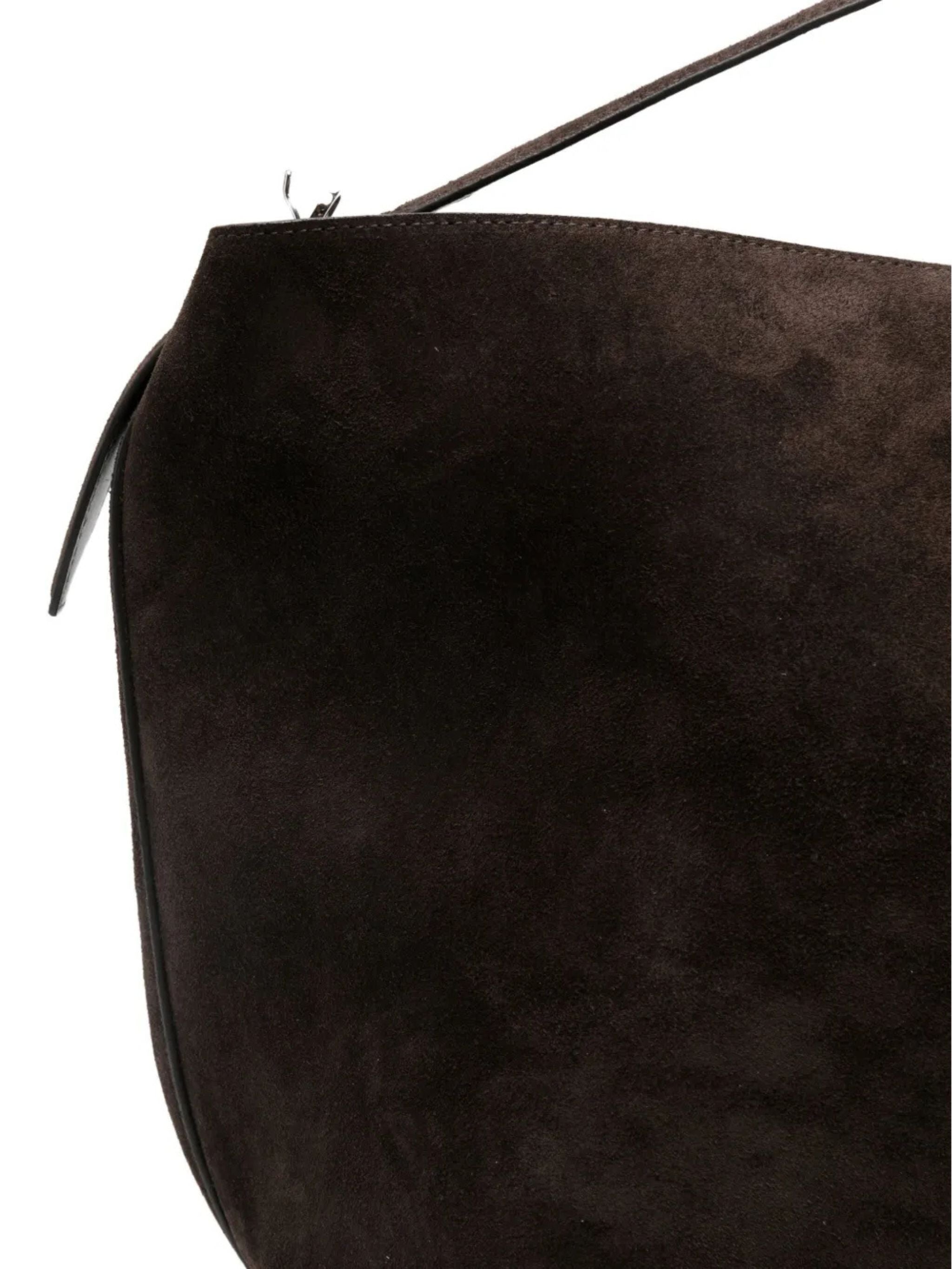 Belted suede tote brown