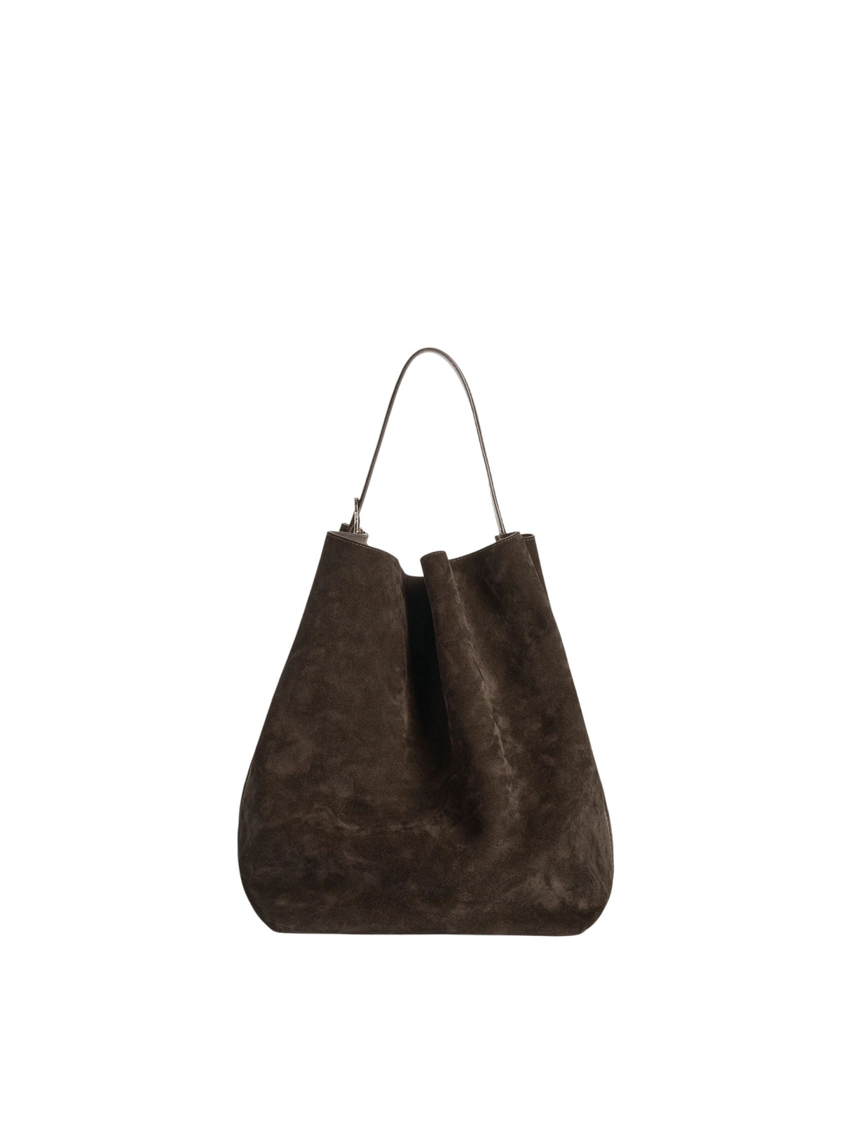 Belted suede tote brown