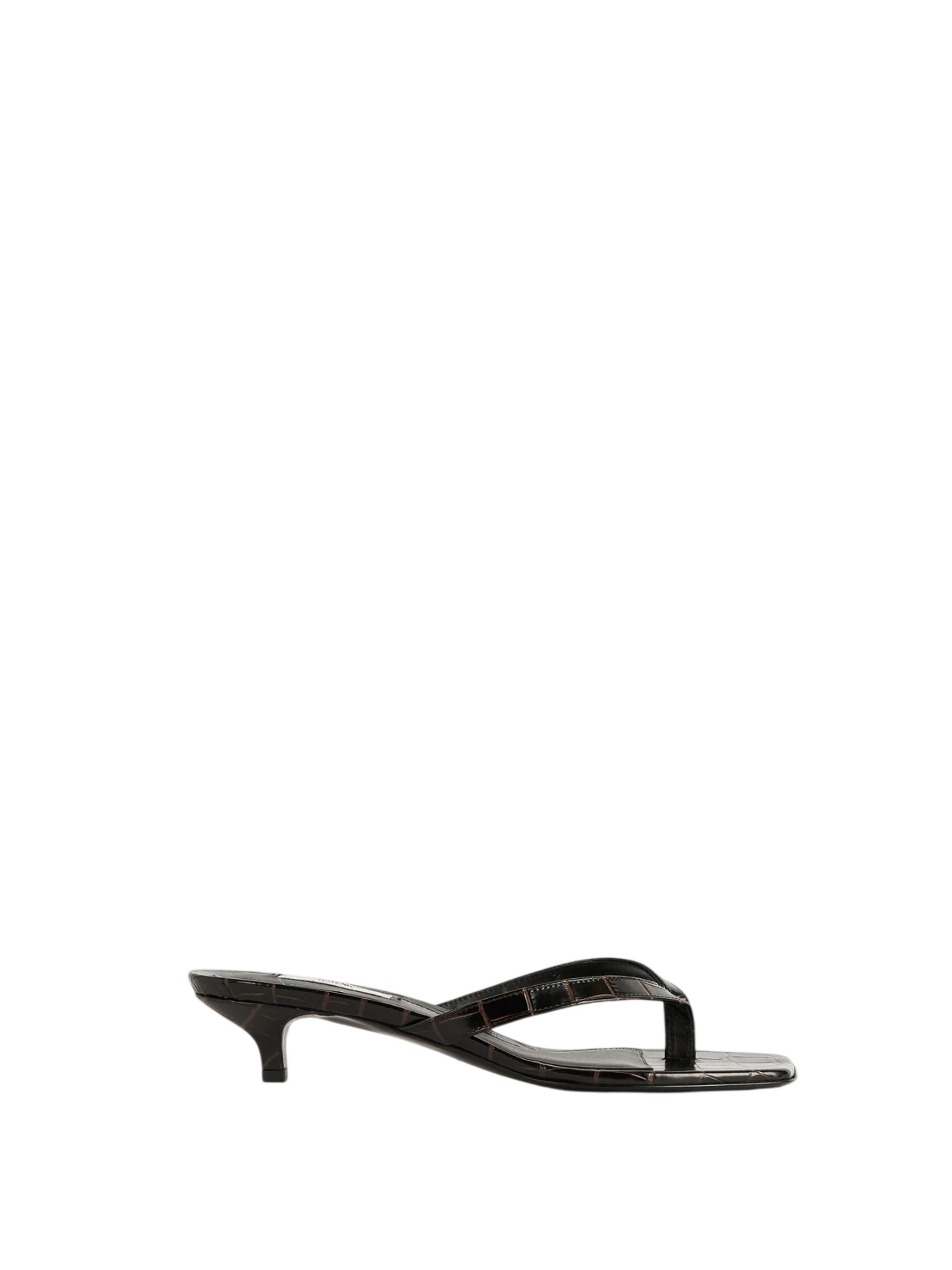 CROCO EMBOSSED HEELED FLIP FLOP