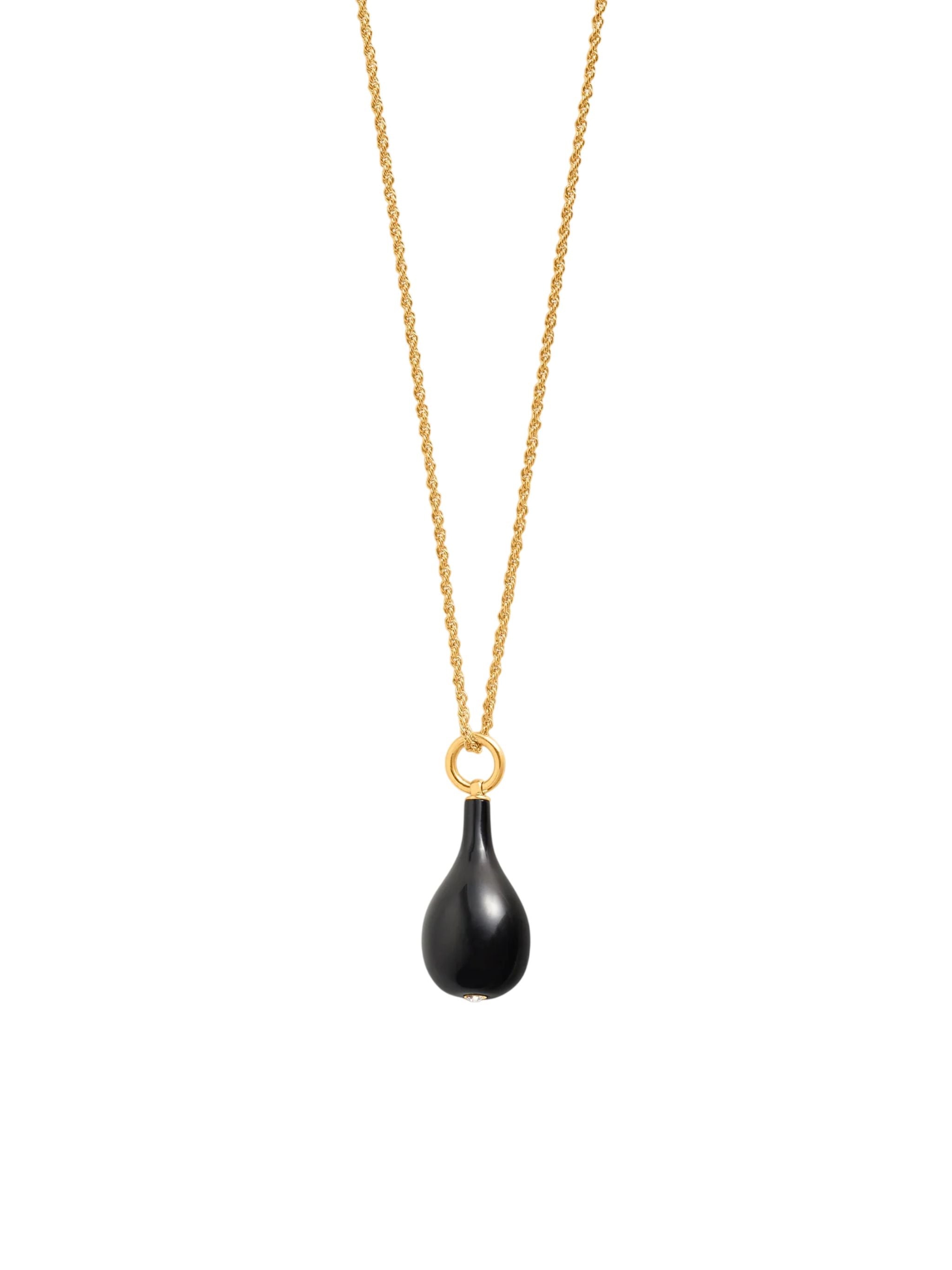 Collana con pendente medio in onice nero/oro