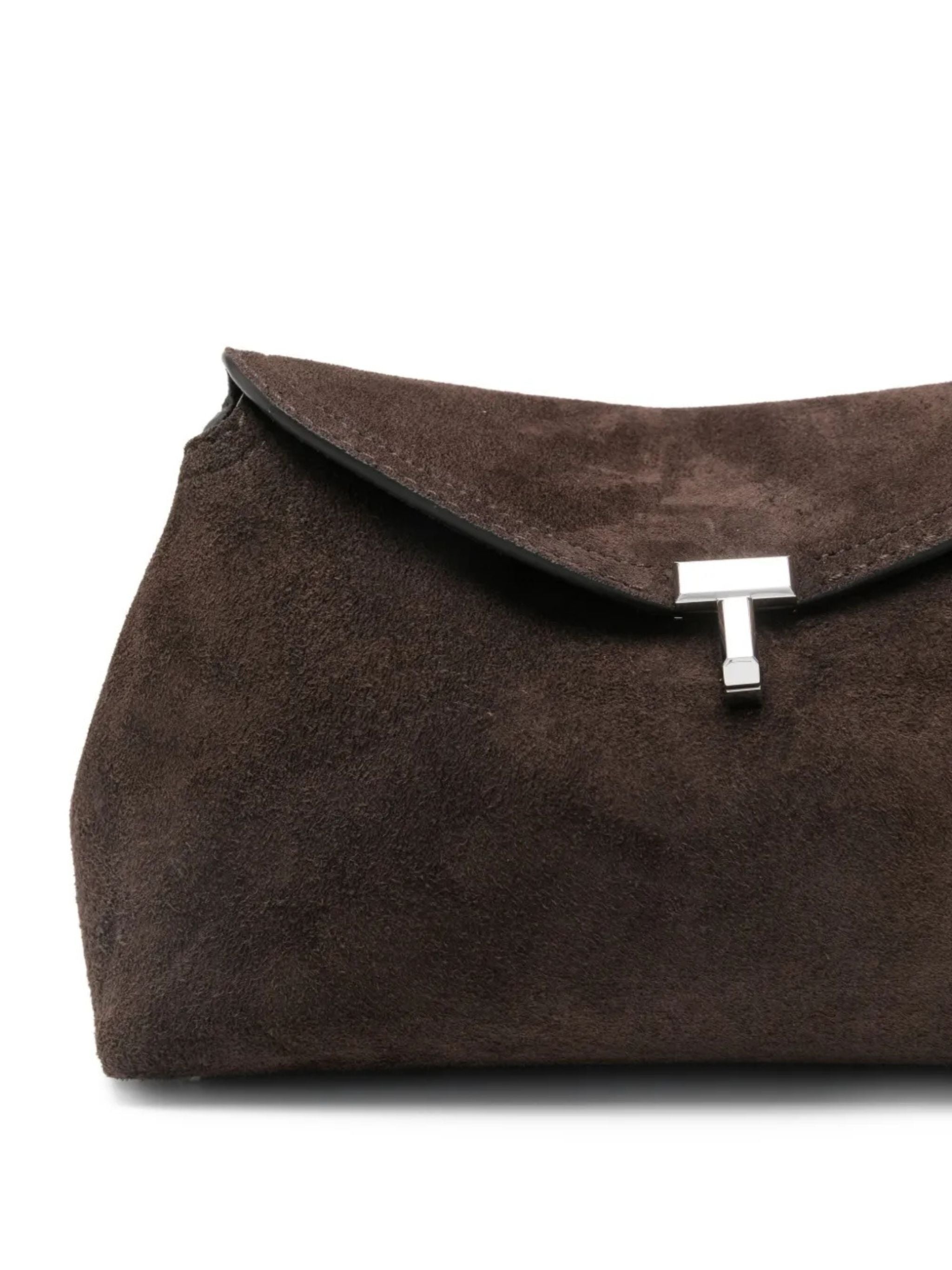 T LOCK SUEDE CLUTCH
