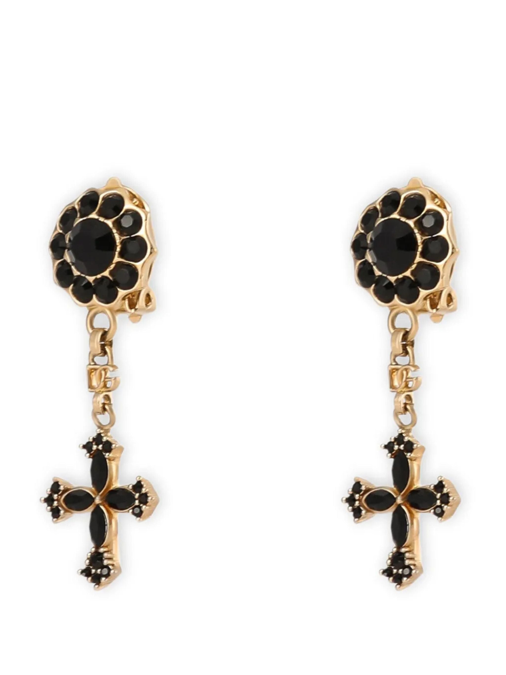 Orecchini a clip con croci e strass