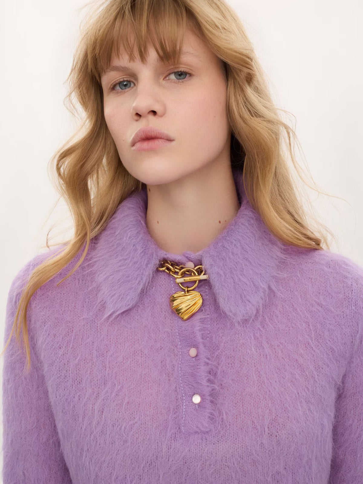 Pullover stile polo in maglia di misto lana d’alpaca