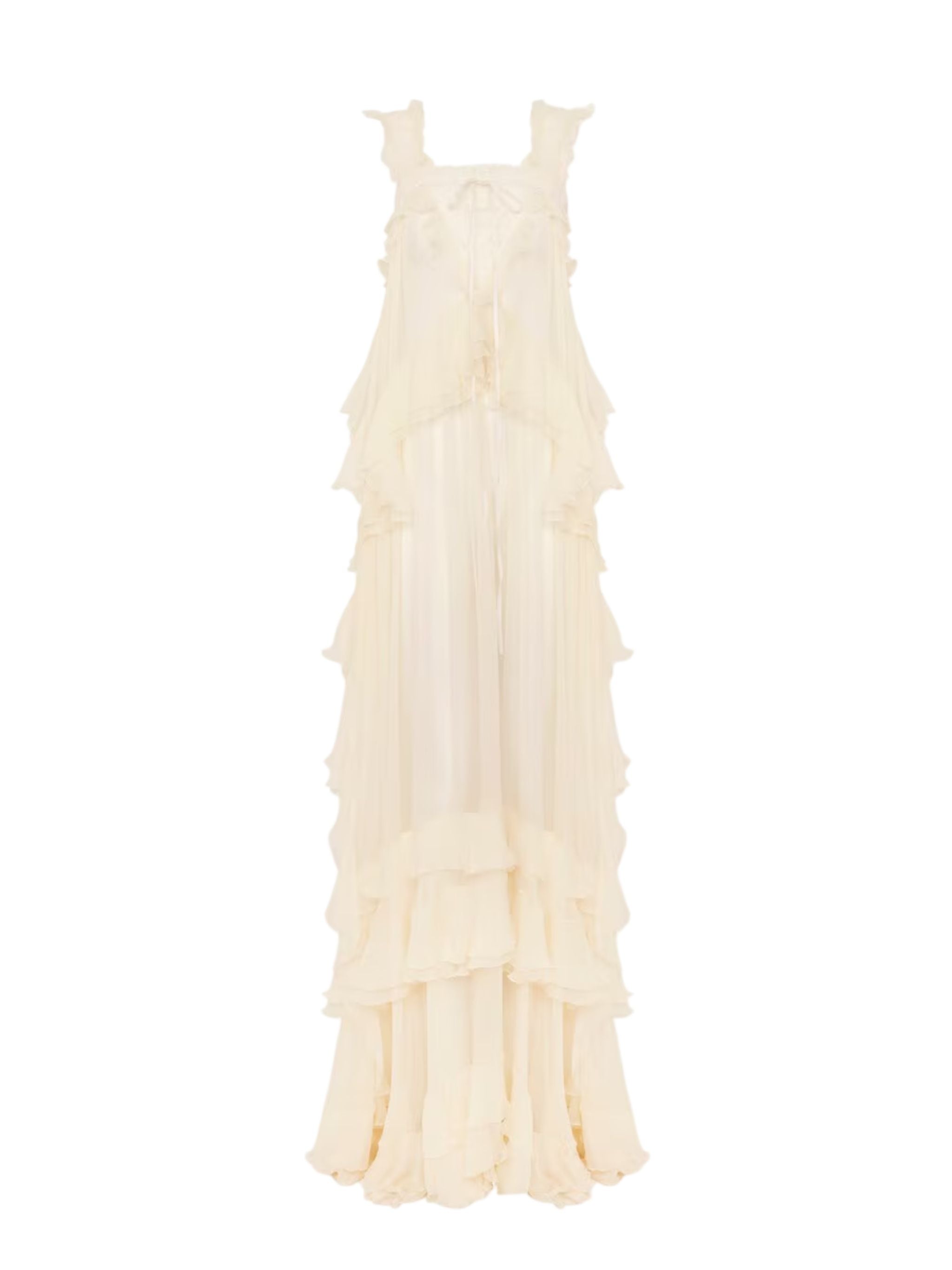 ABITO LUNGO CHIFFON E PIZZO