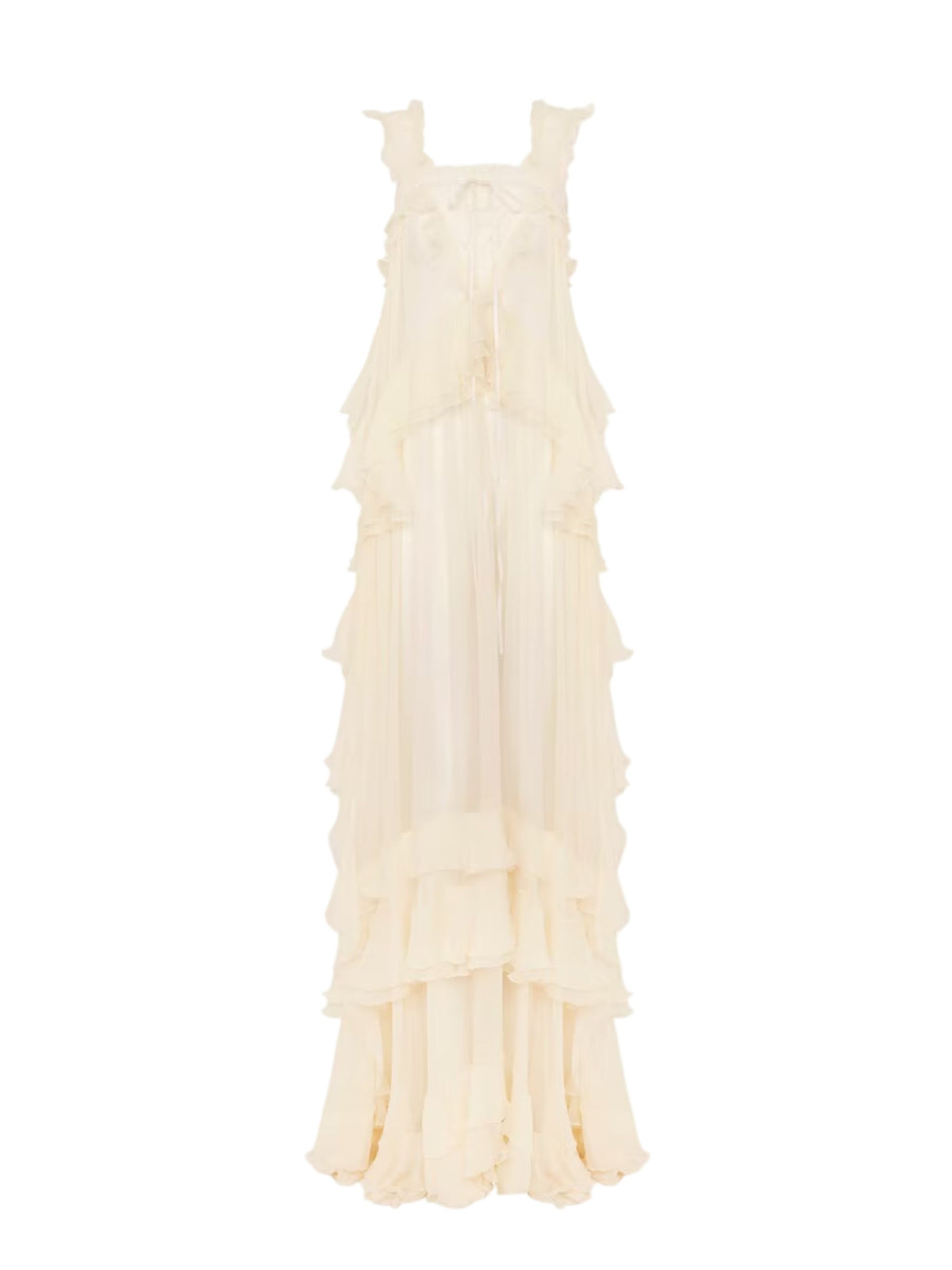 ABITO LUNGO CHIFFON E PIZZO