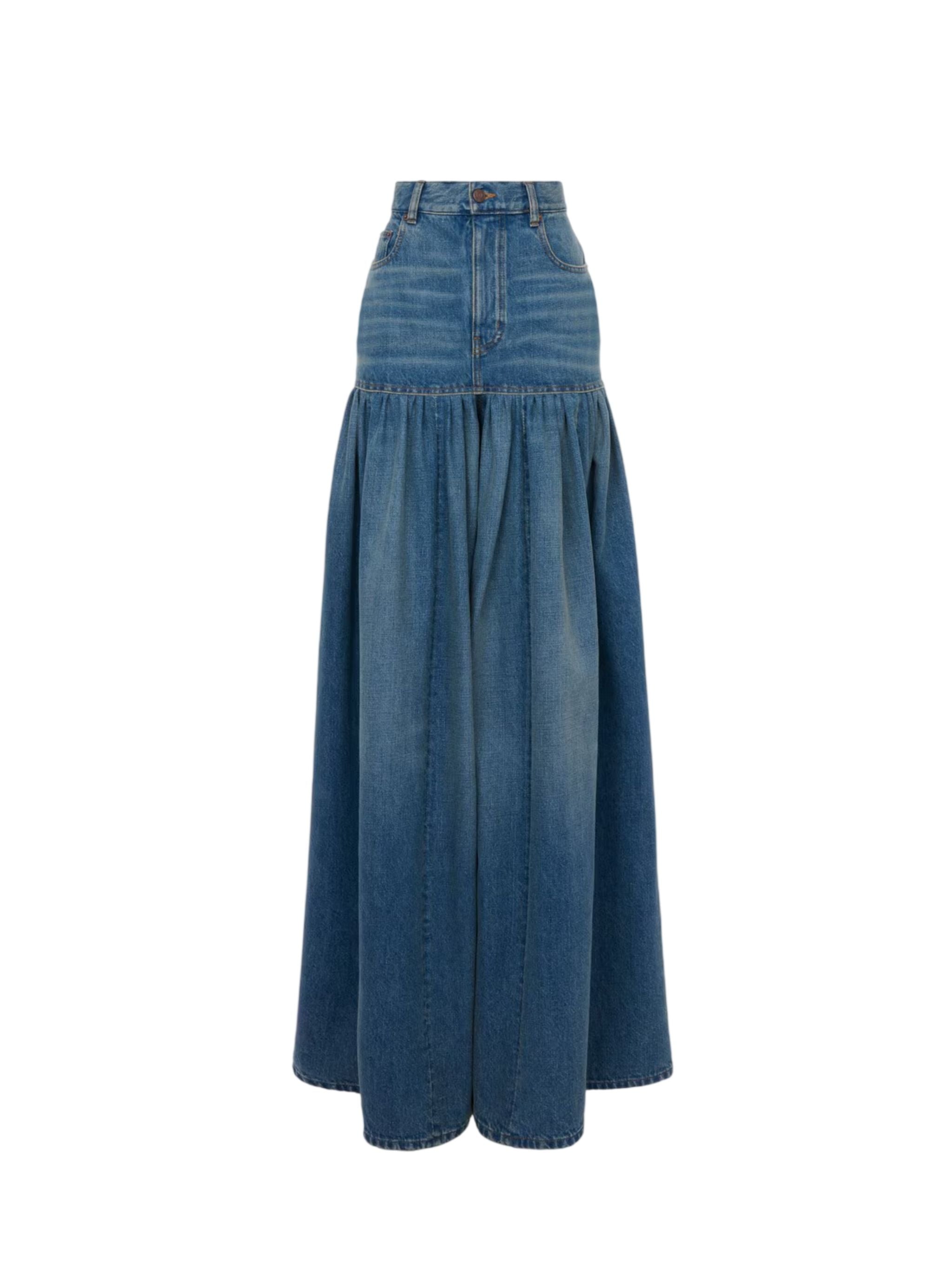 JEANS GAMBA LARGA PLISSE`