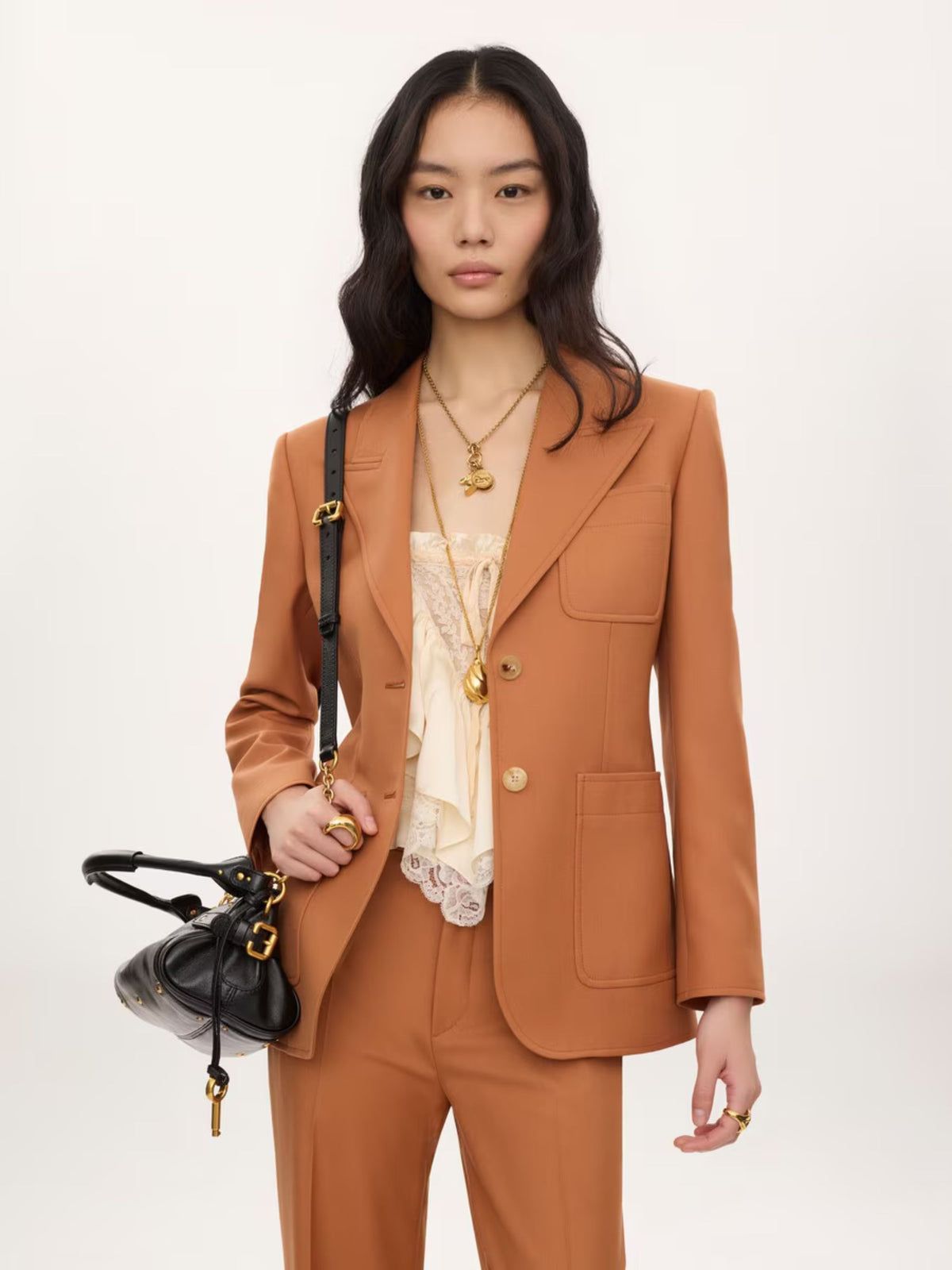 Giacca sartoriale monopetto in gabardine di lana