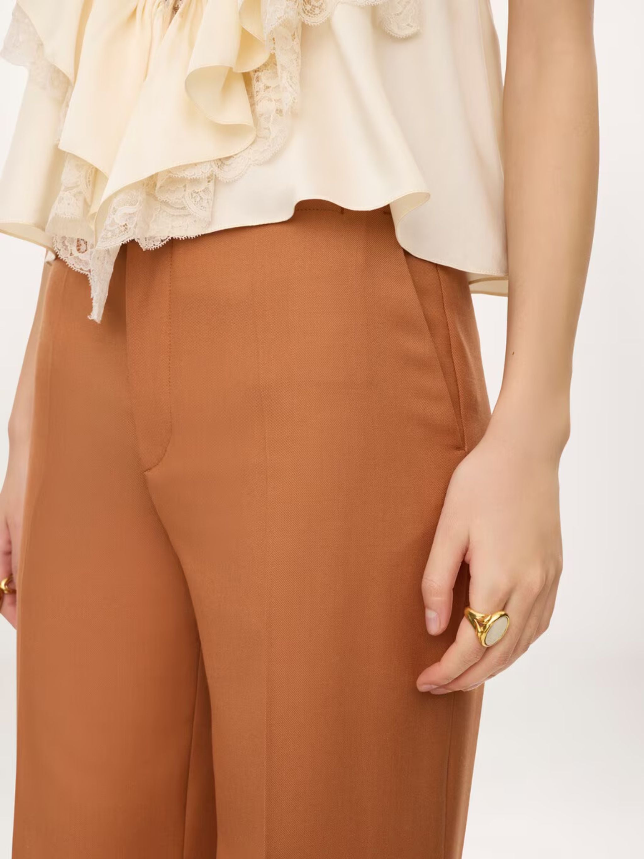 Pantaloni a gamba larga in lana