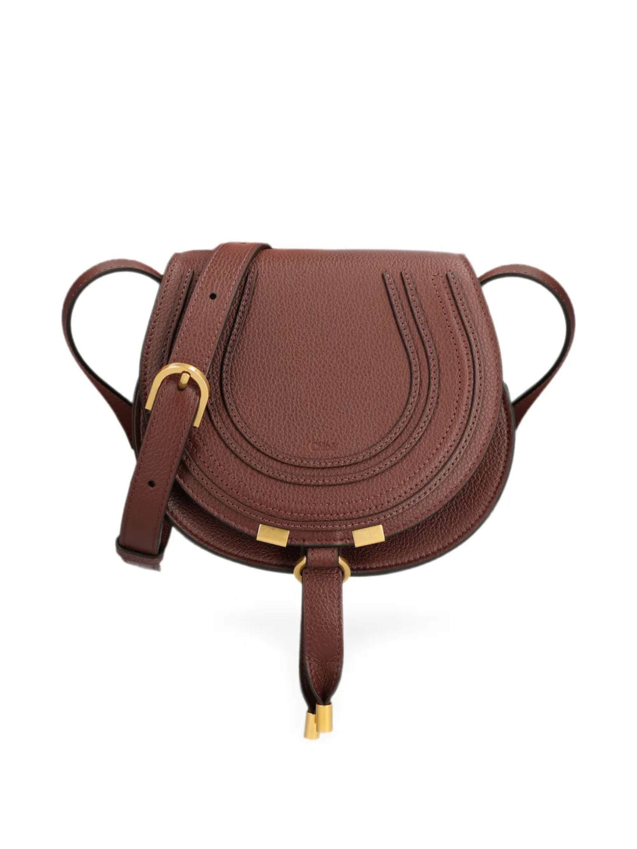 Borsa saddle Marcie piccola in pelle granata