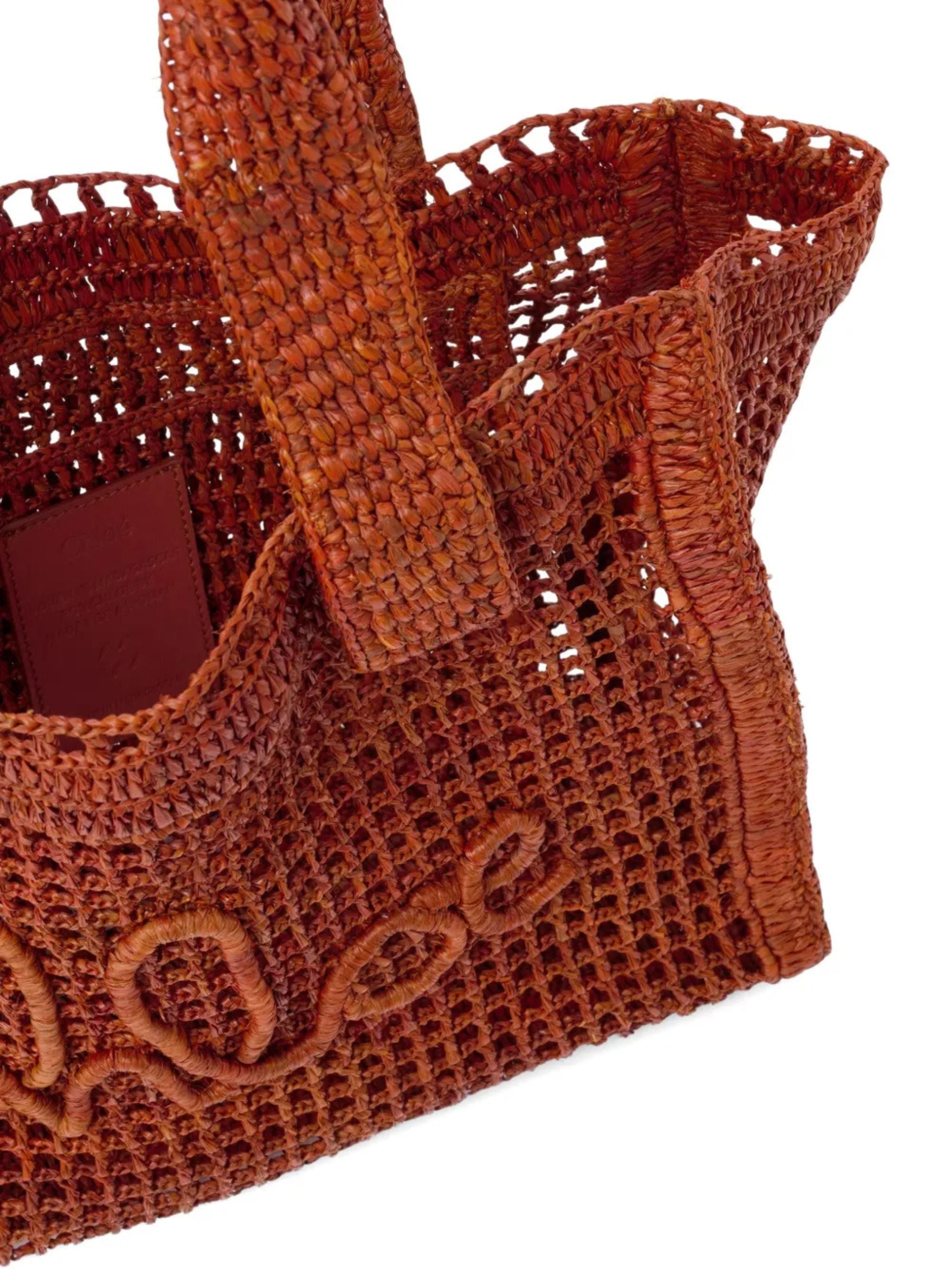Tote bag East-West Summer Banana in rafia Clay Brown